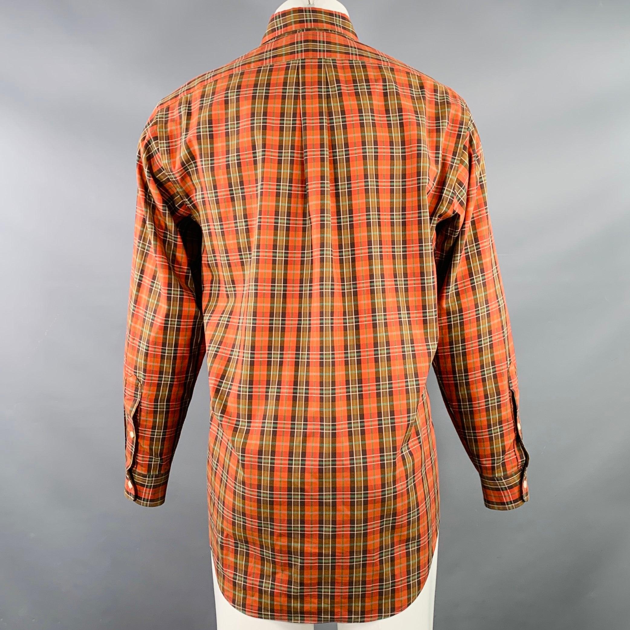Marrone RALPH LAUREN - Camicia a maniche lunghe in cotone a quadri classici rosso-verde - taglia S in vendita
