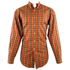 RALPH LAUREN Talla S Camisa de Manga Larga de Algodón a Cuadros Roja Verde Clásica