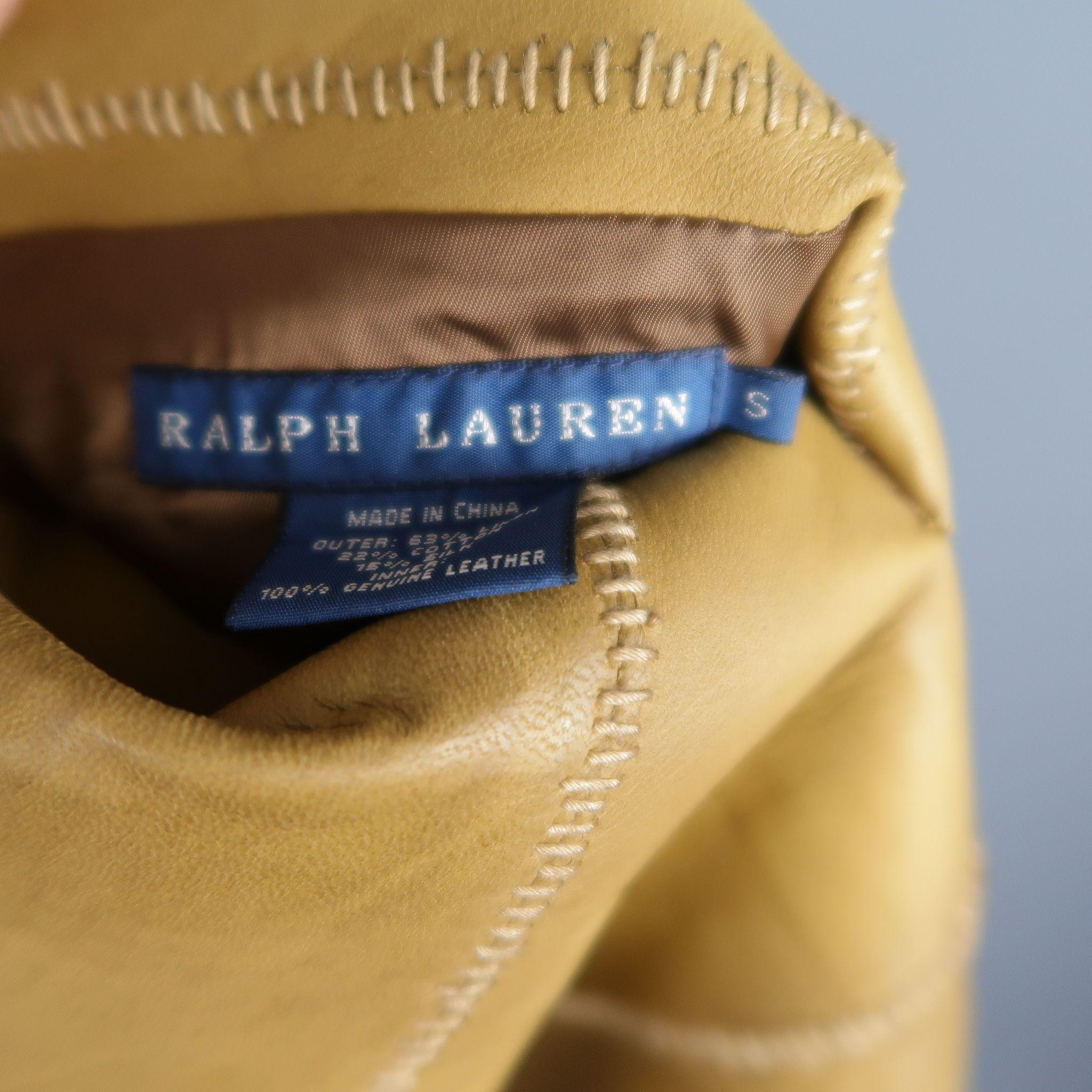 RALPH LAUREN Size S Tan Leather Reversible Tie Front Vest 3