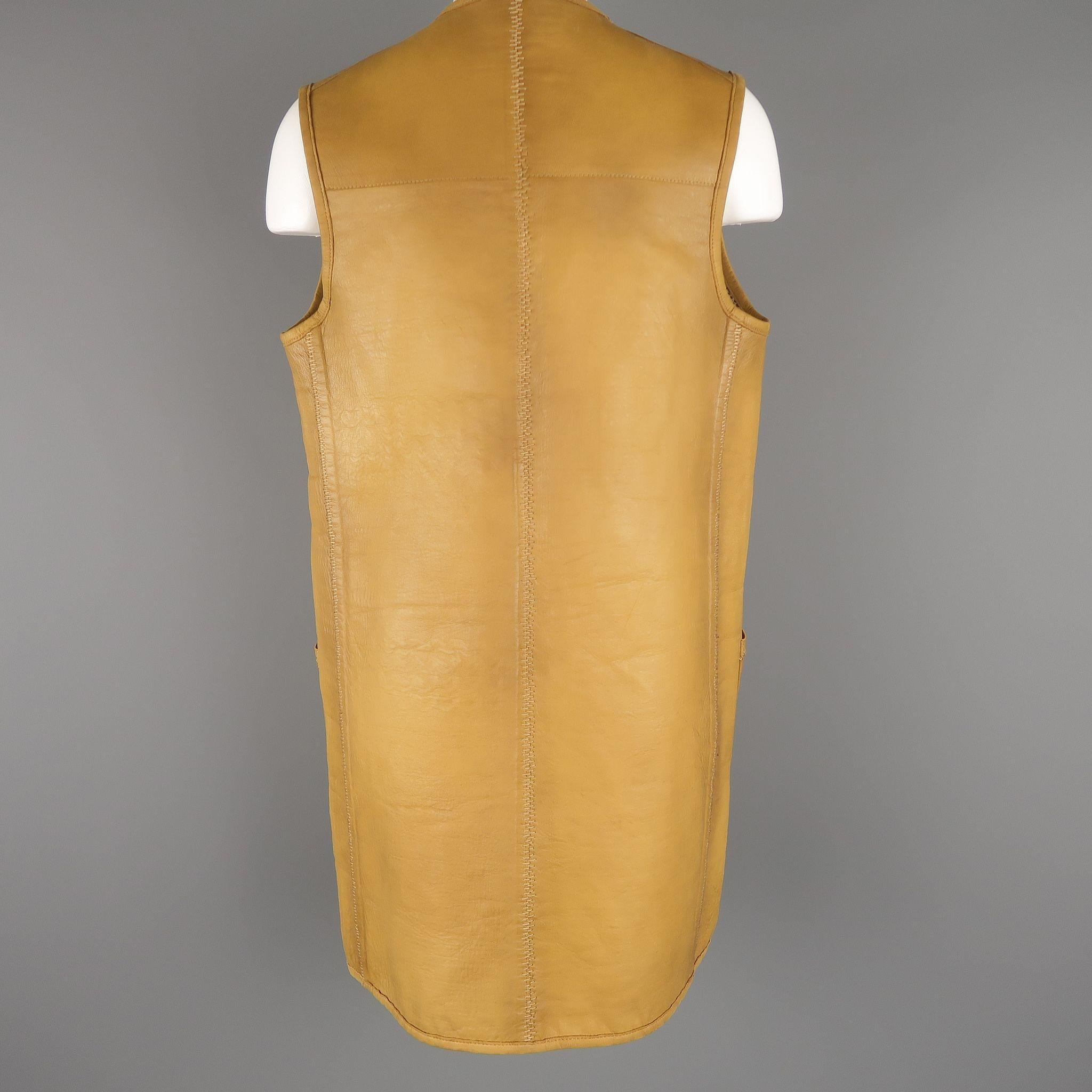 Brown RALPH LAUREN Size S Tan Leather Reversible Tie Front Vest