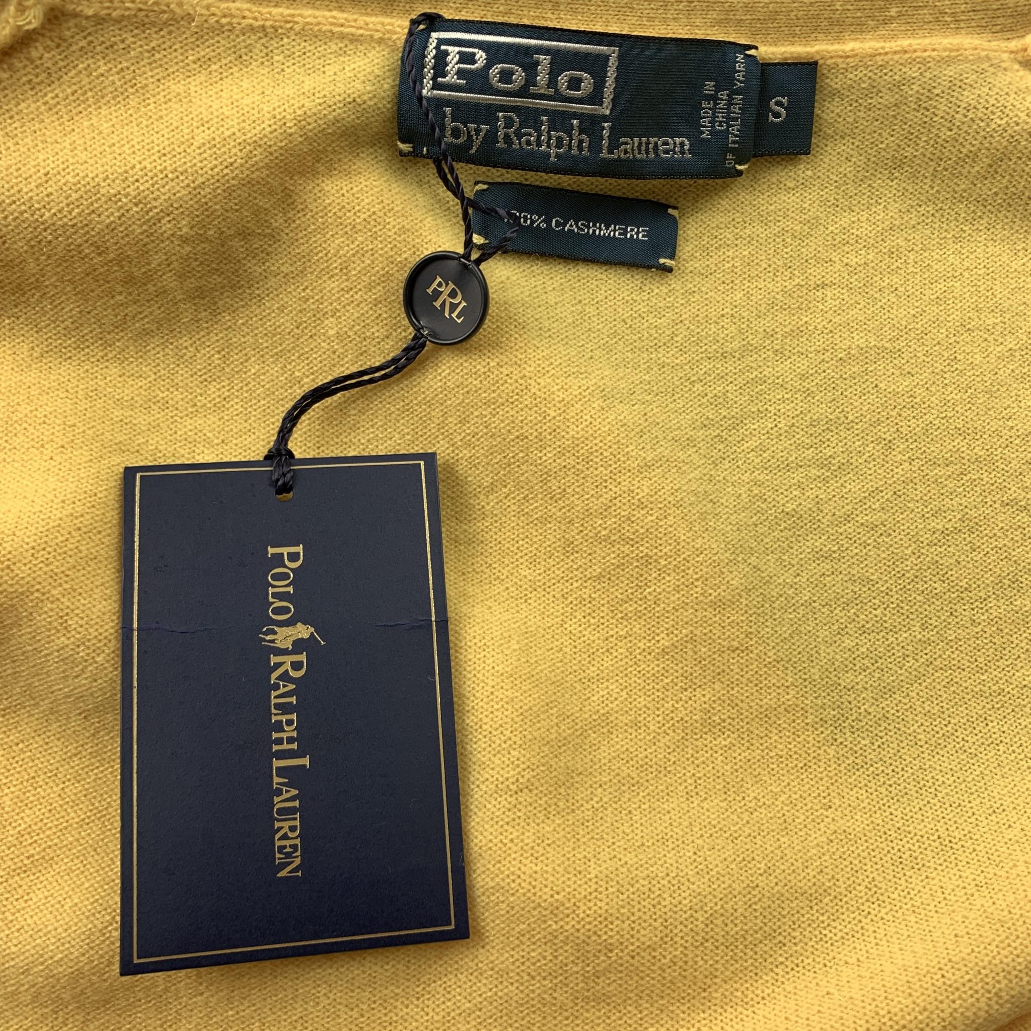 RALPH LAUREN Size S Yellow Cashmere Buttoned Cardigan In New Condition In San Francisco, CA