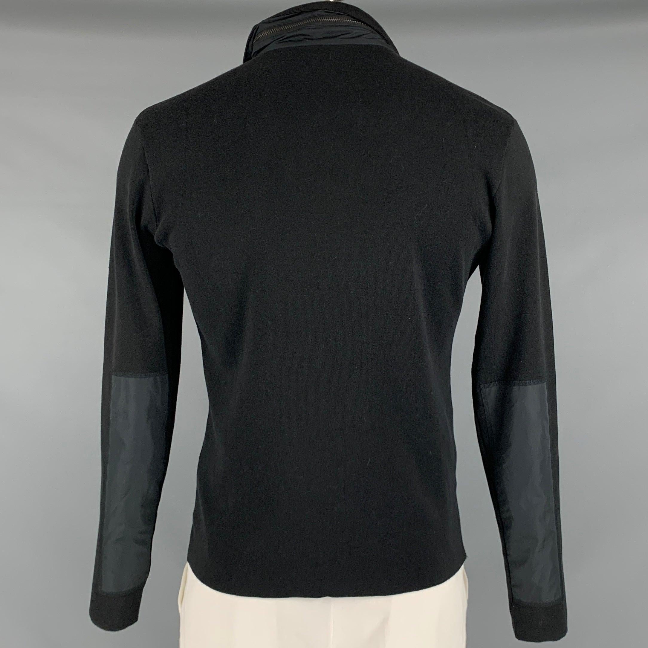 Men's RALPH LAUREN Size XL Black Mixed Fabrics Silk Blend Half Zip Pullover For Sale