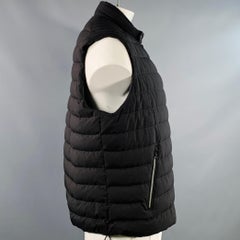 RALPH LAUREN Size XL Black Quilted Polyester Zip Pockets Vest