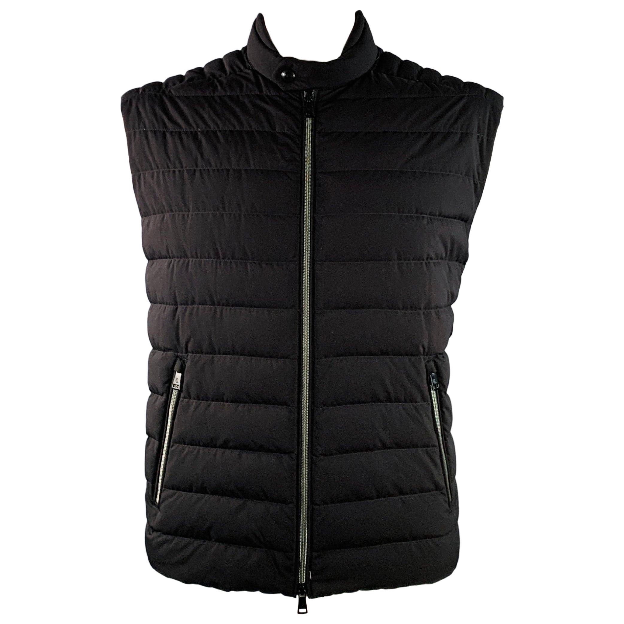RALPH LAUREN Size XL Black Quilted Polyester Zip Pockets Vest