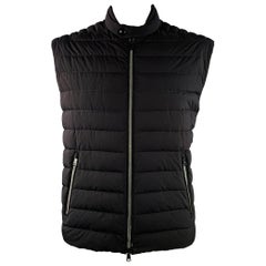 RALPH LAUREN Size XL Black Quilted Polyester Zip Pockets Vest