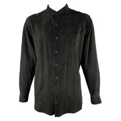 RALPH LAUREN Size XL Black Suede Long Sleeve Shirt