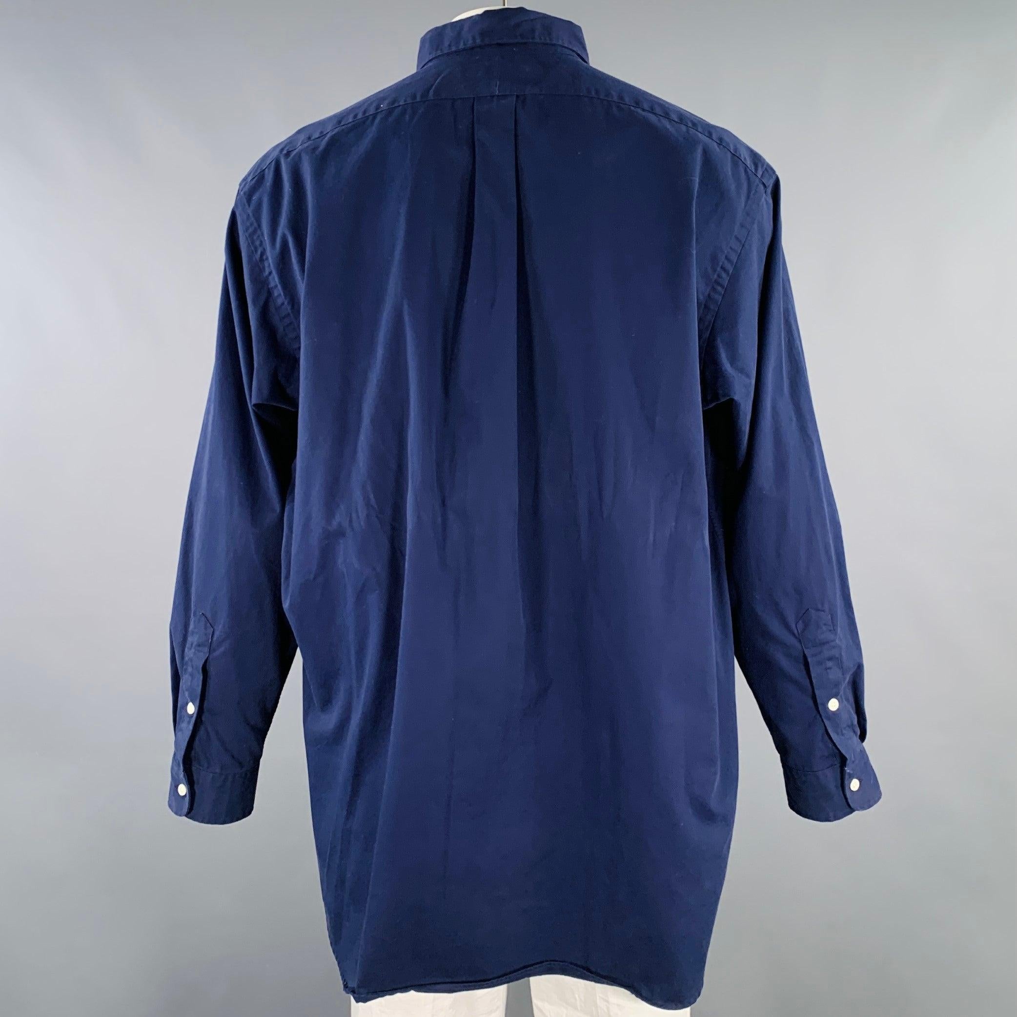 Viola RALPH LAUREN - Camicia a maniche lunghe con bottoni in cotone Blake Navy taglia XL in vendita