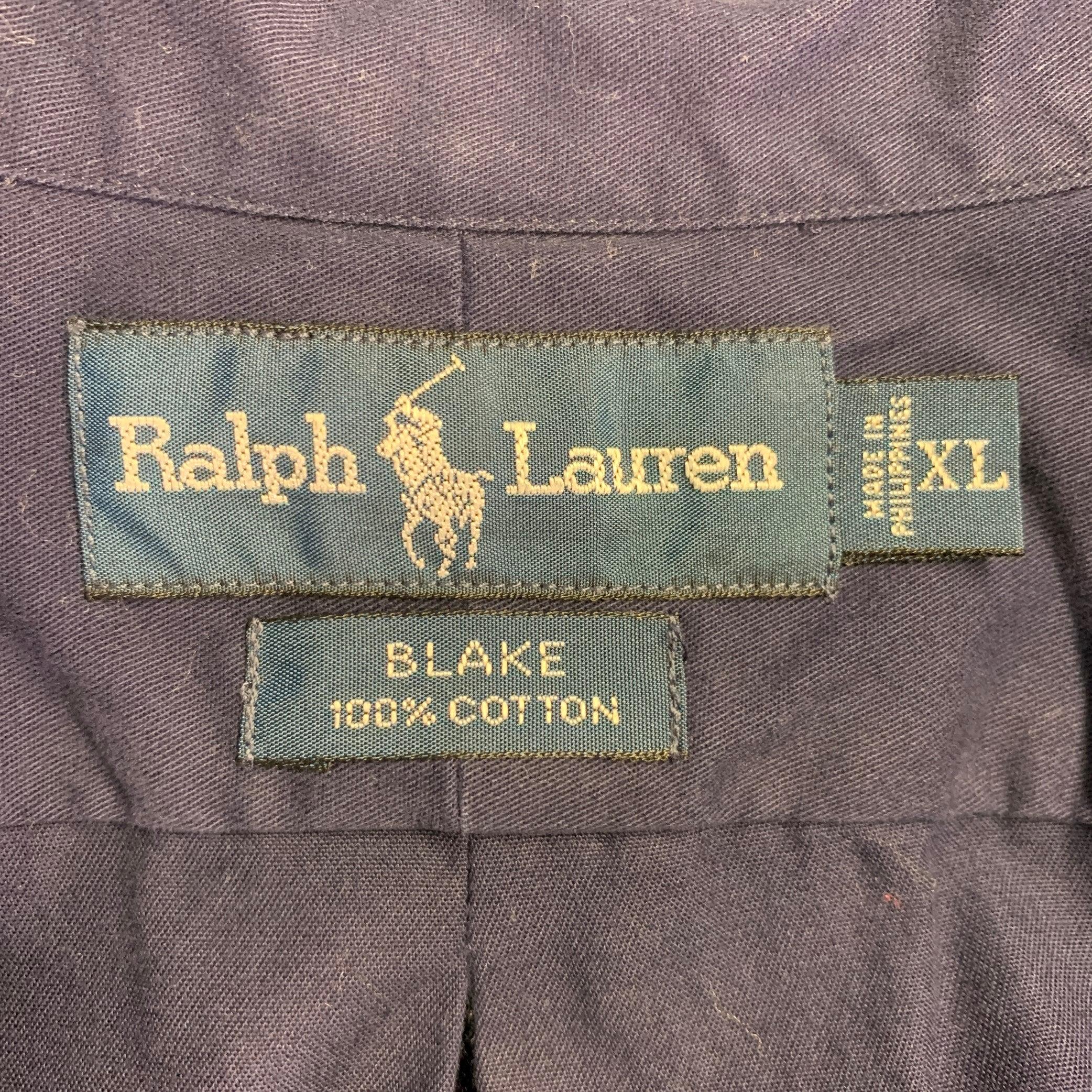 RALPH LAUREN - Camicia a maniche lunghe con bottoni in cotone Blake Navy taglia XL In condizioni ottime in vendita a San Francisco, CA