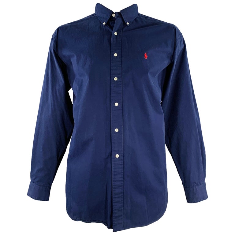 RALPH LAUREN Size XL Blake Navy Cotton Button Down Long Sleeve