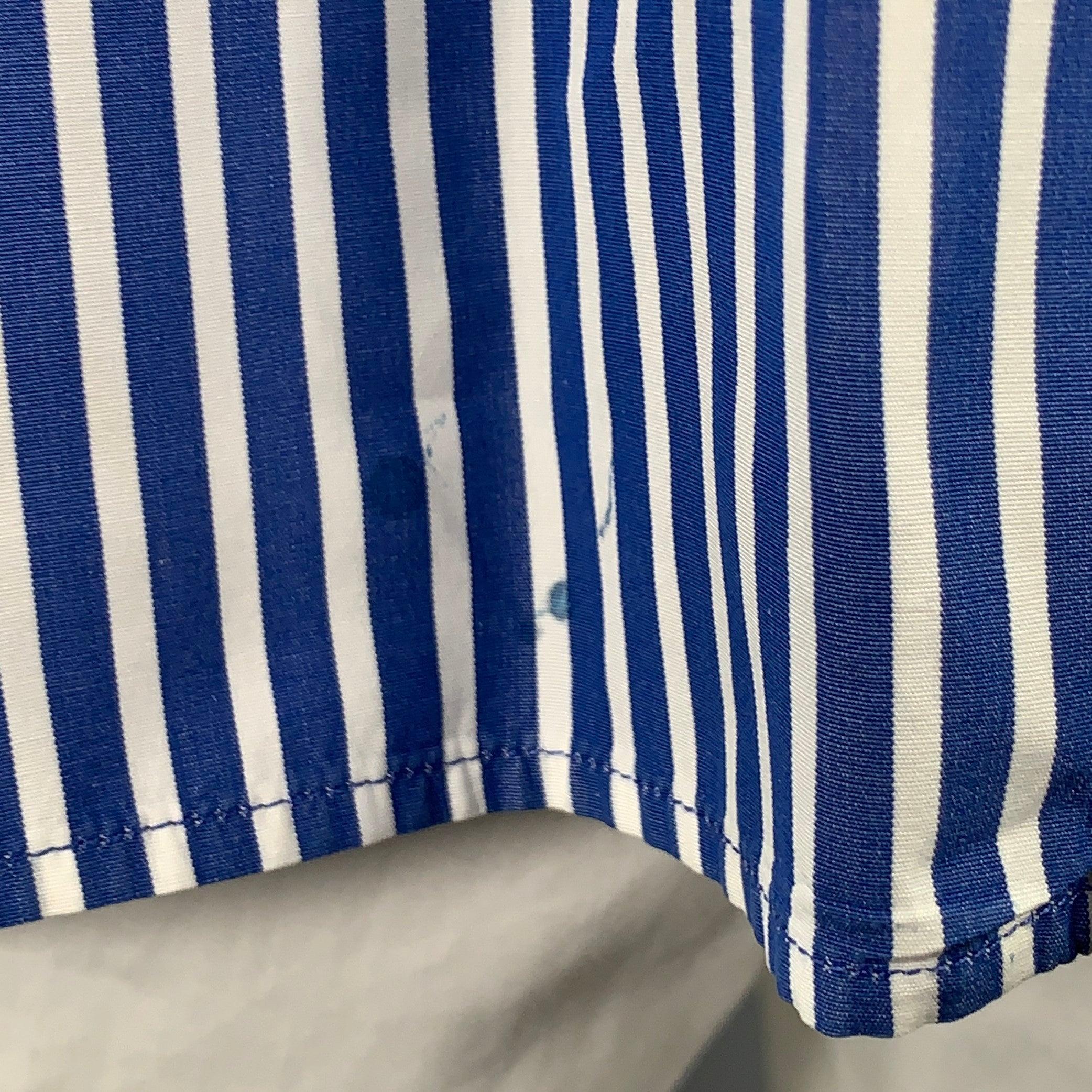 Men's RALPH LAUREN Size XL Blue White Stripe Cotton One Pocket Long Sleeve Shirt For Sale