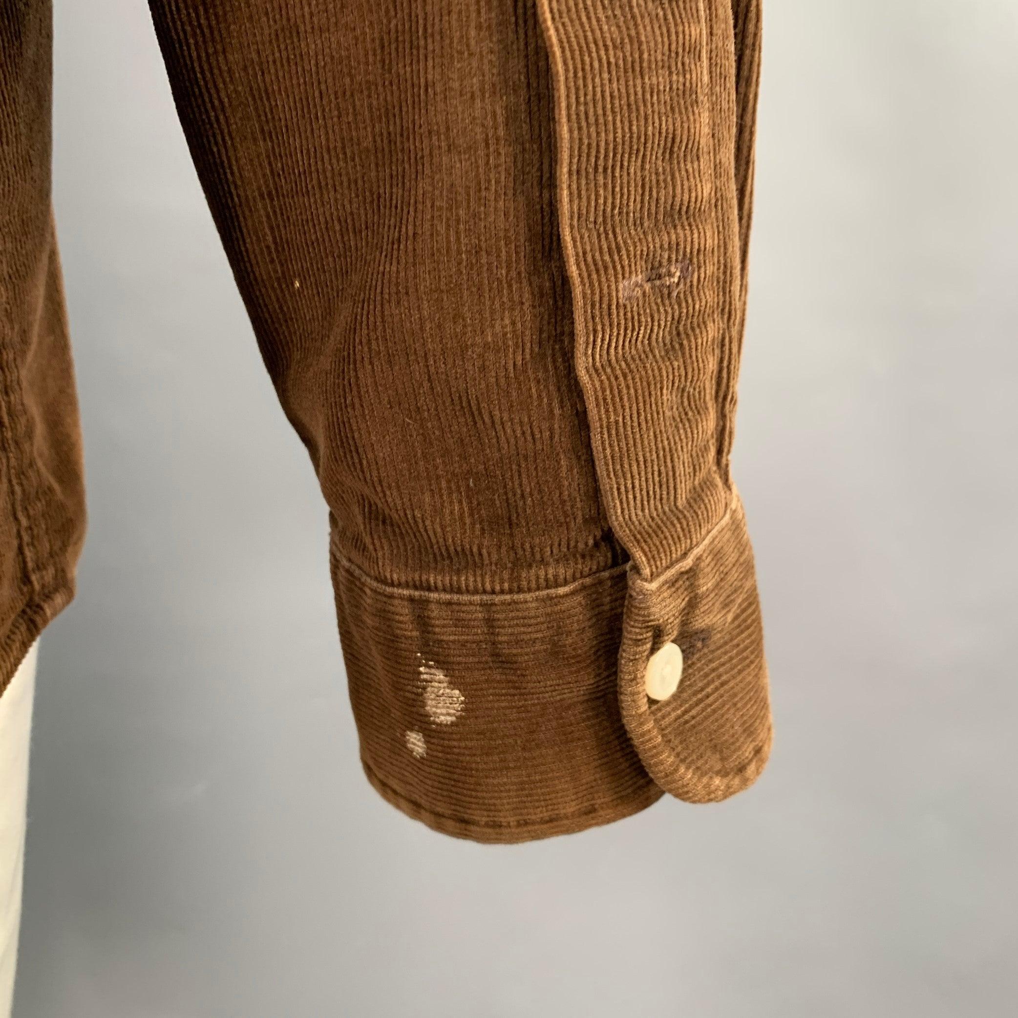 Men's RALPH LAUREN Size XL Brown Corduroy Cotton Button Down Long Sleeve Shirt