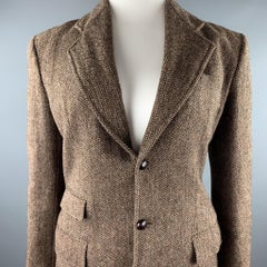 RALPH LAUREN Size XL Brown Tweed Herringbone Wool Blazer