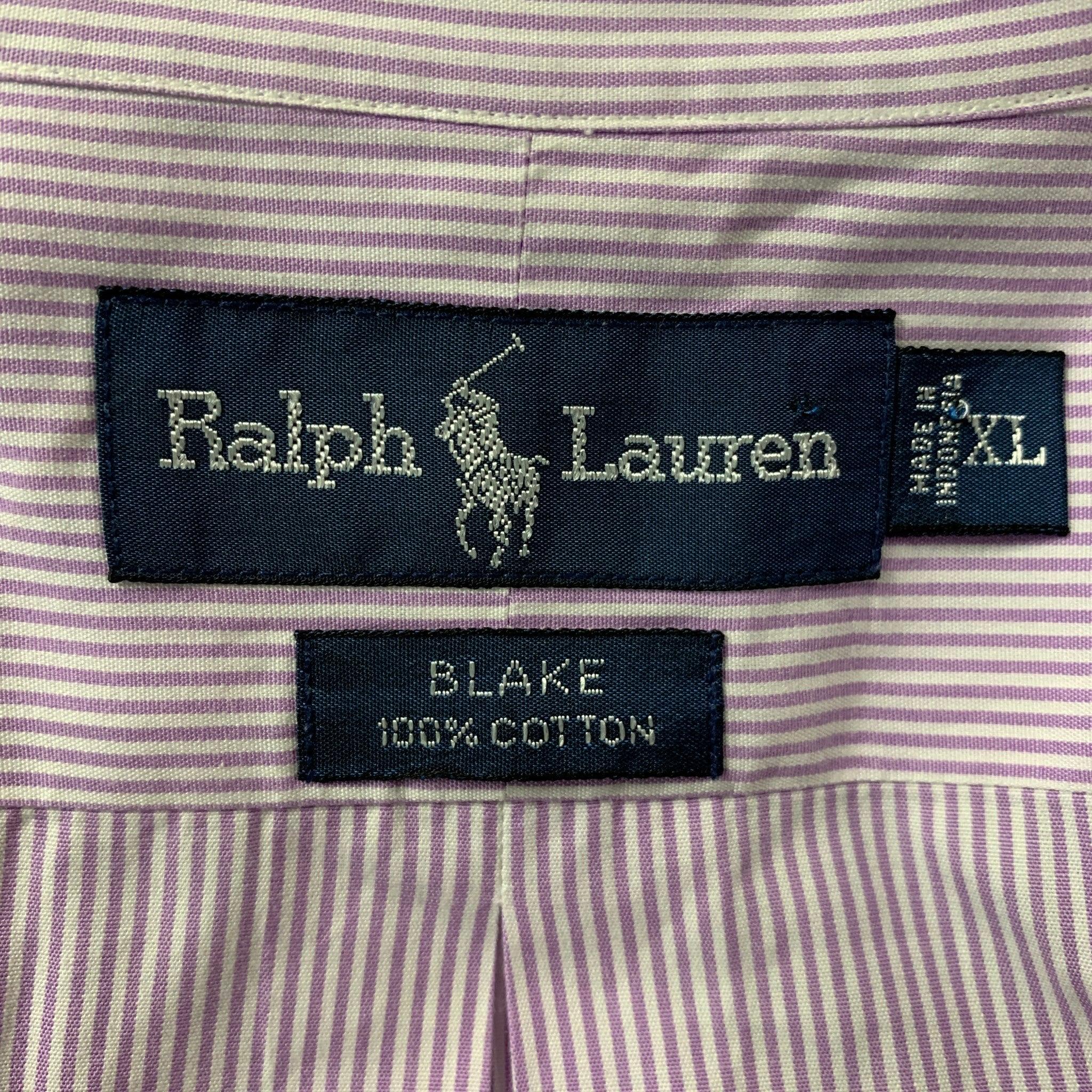 Chemise à manches longues Ralph Lauren à rayures lavandes, taille XL Pour hommes en vente