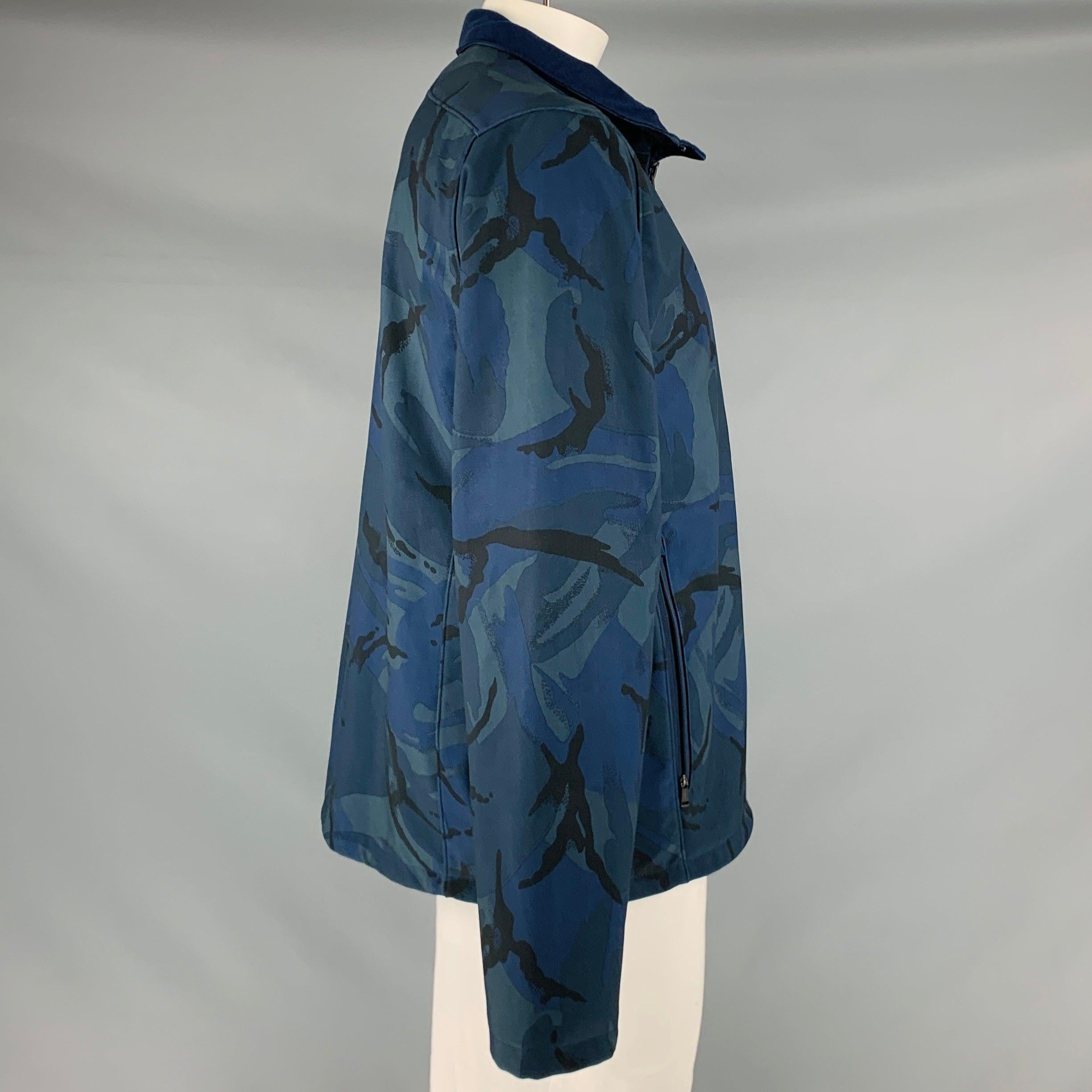 RALPH LAUREN Taille XL Camo bleu marine Veste en polyester élastique Excellent état - En vente à San Francisco, CA