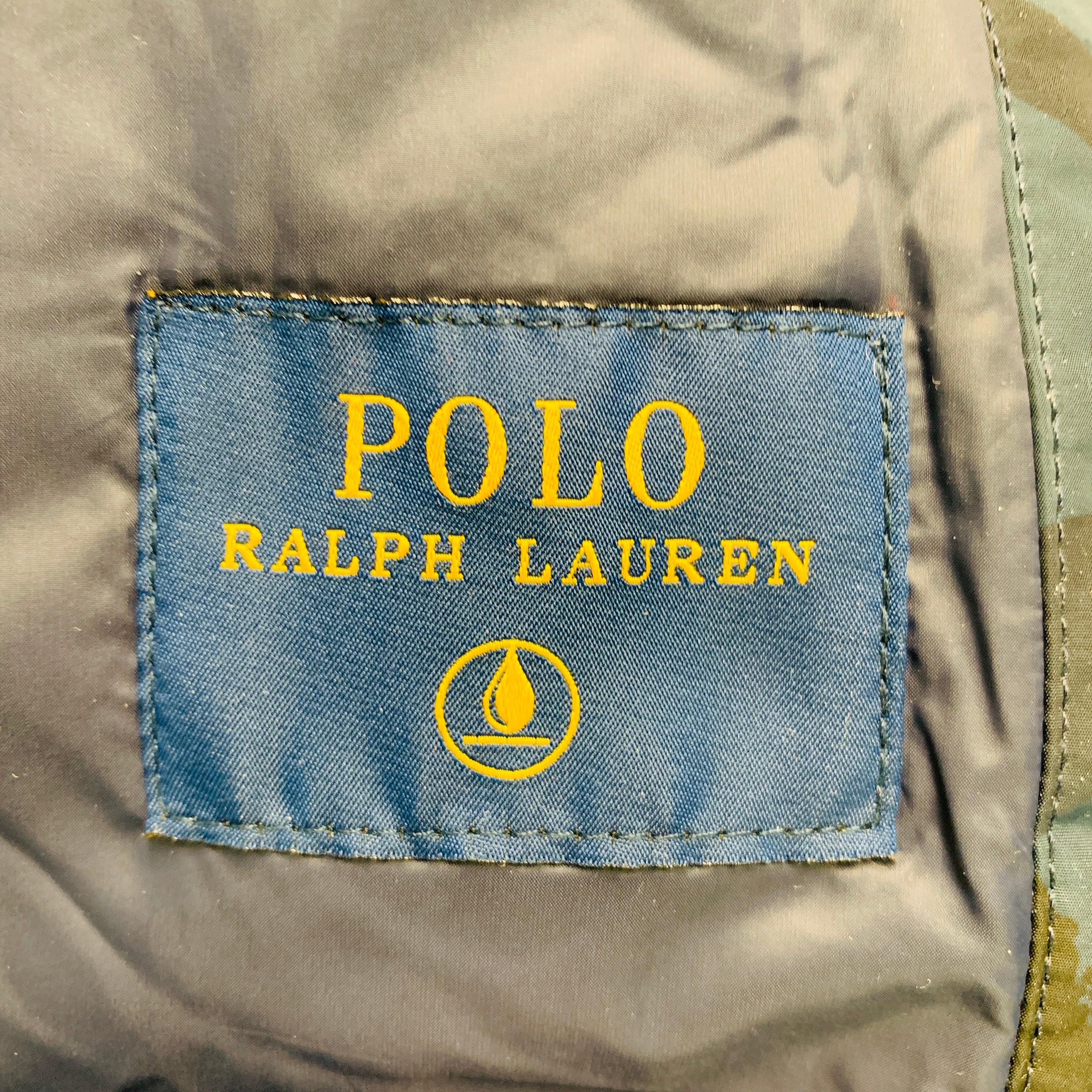 Men's RALPH LAUREN Size XL Navy Blue Camo Polyester Zip Up Jacket For Sale