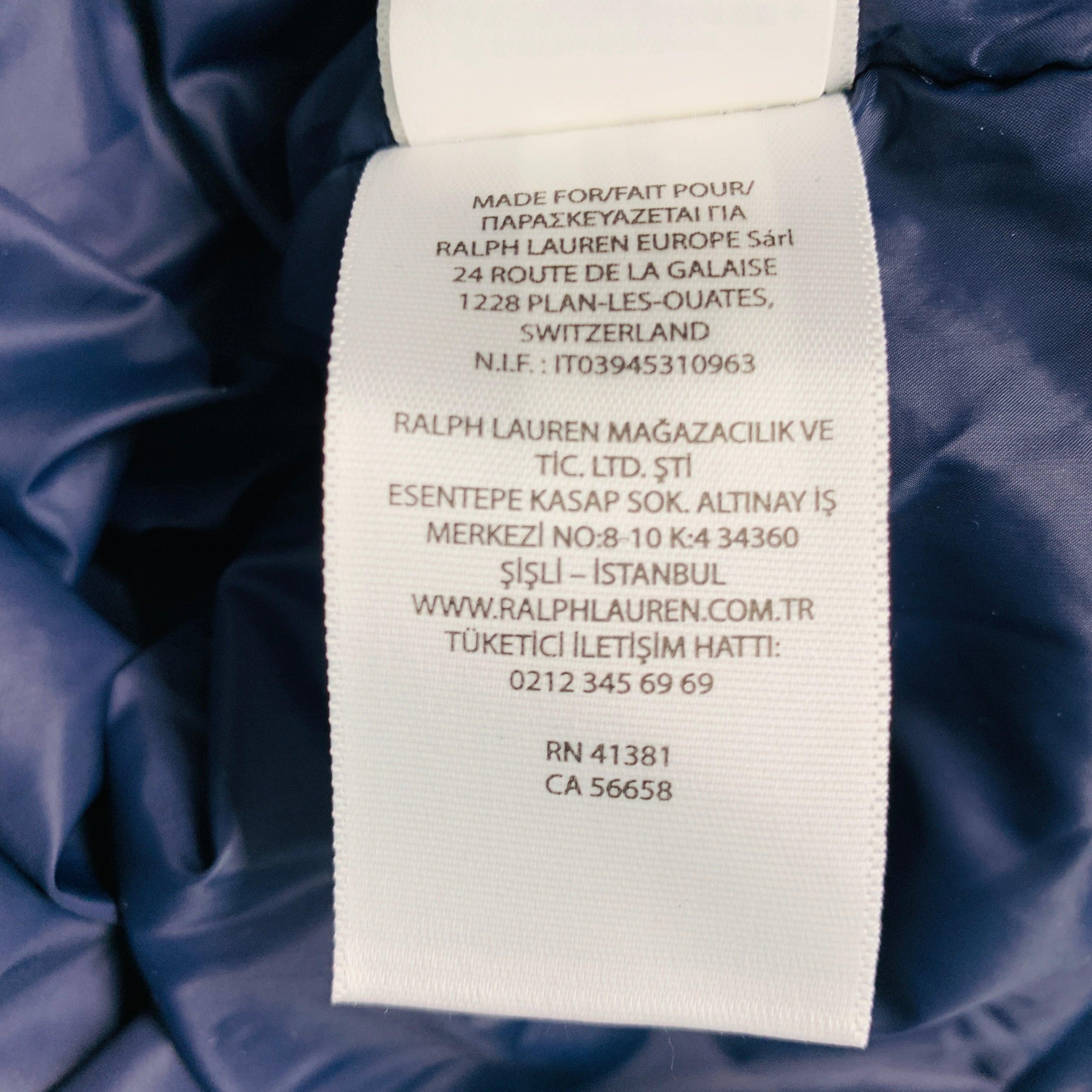 RALPH LAUREN Size XL Navy Blue Camo Polyester Zip Up Jacket For Sale 4