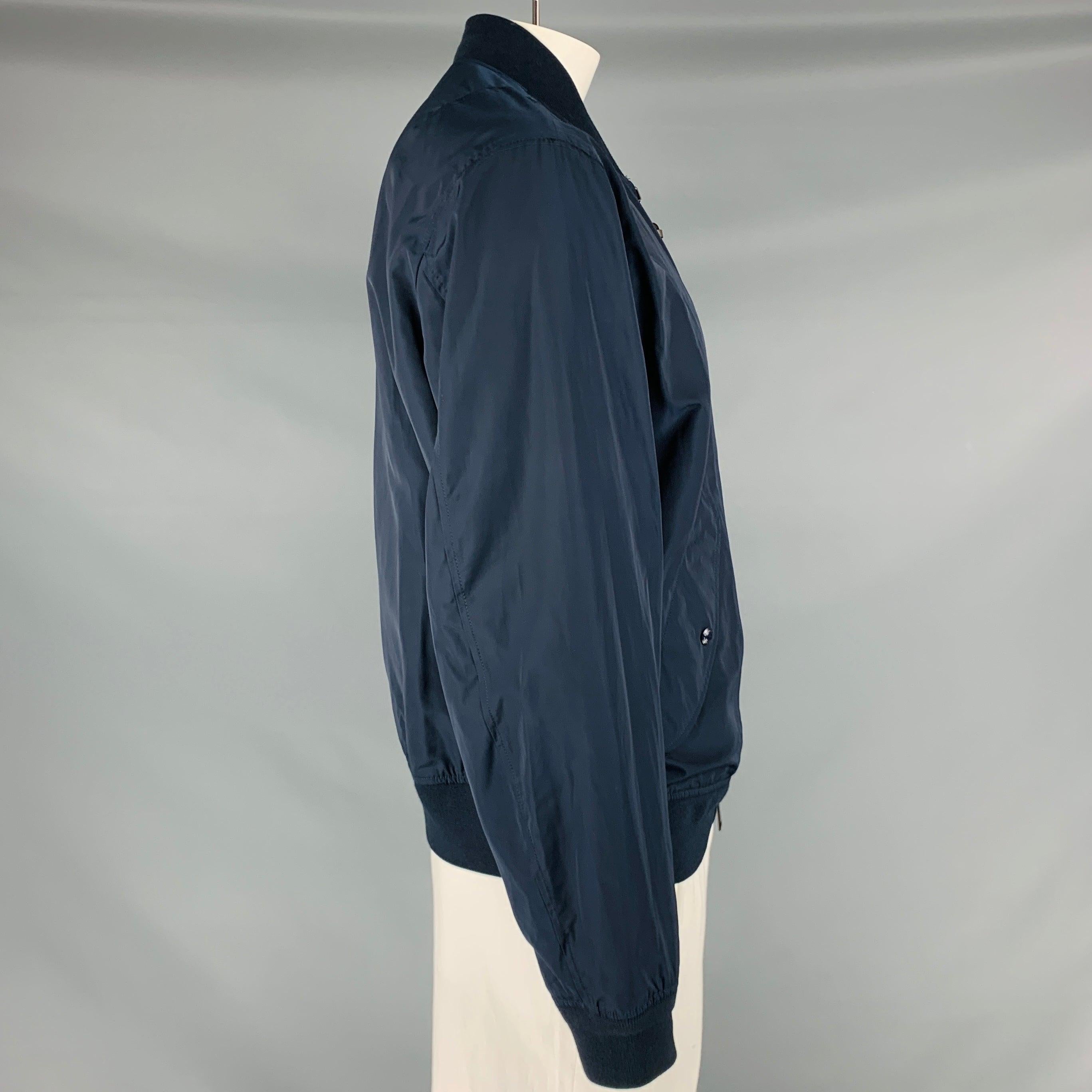 RALPH LAUREN Size XL Navy Polyester Bomber Jacket In Good Condition For Sale In San Francisco, CA