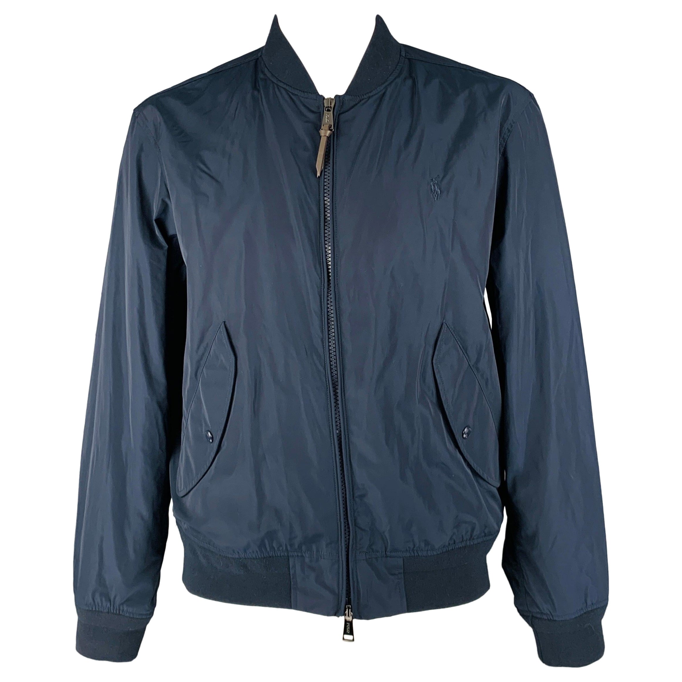 RALPH LAUREN Size XL Navy Polyester Bomber Jacket