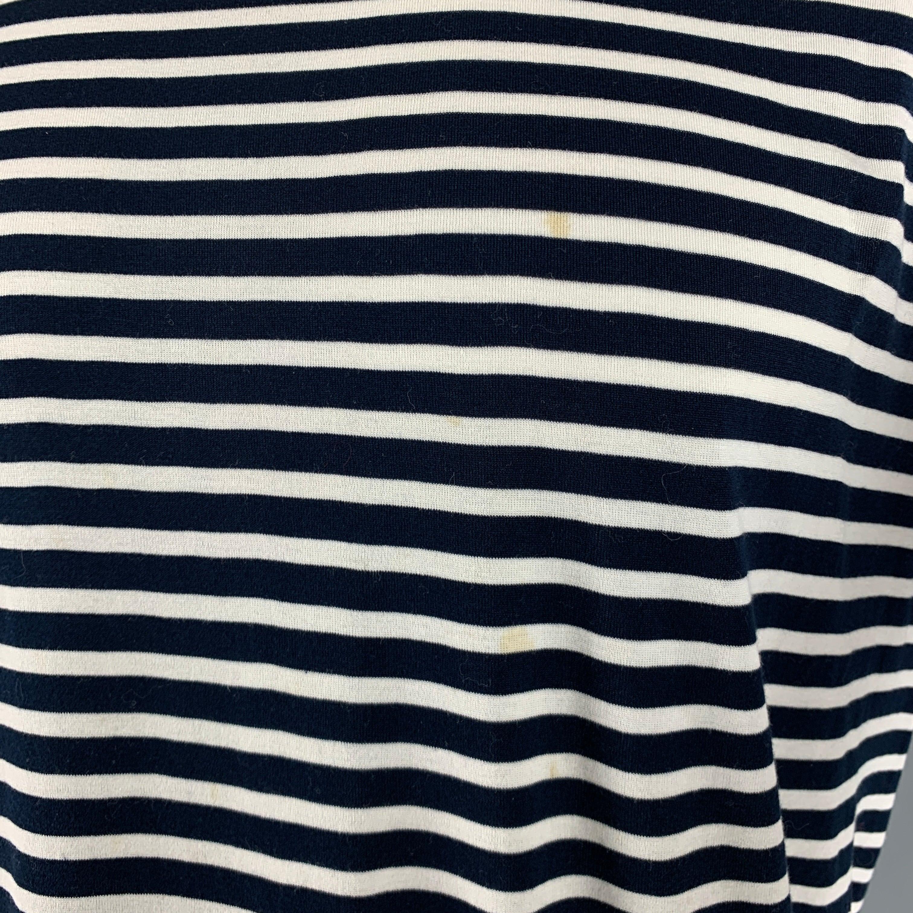 Men's RALPH LAUREN Size XL Navy White Stripe Cotton Crew-Neck T-shirt For Sale