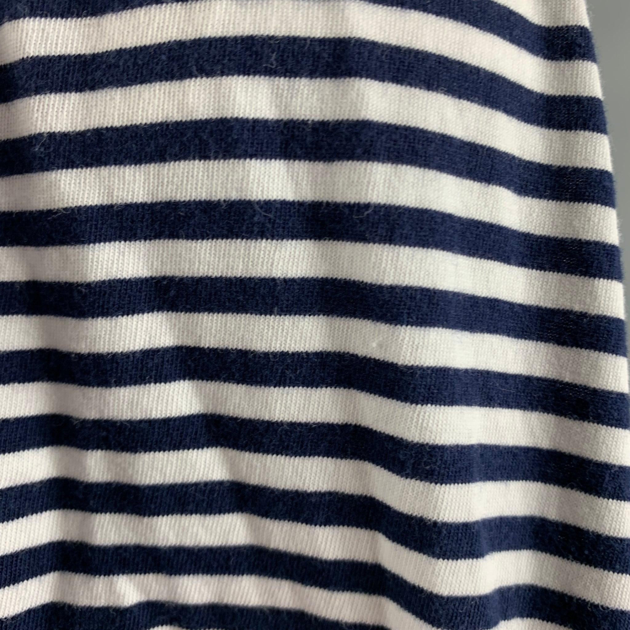 Men's RALPH LAUREN Size XL Navy White Stripe Cotton Short Sleeve Polo For Sale