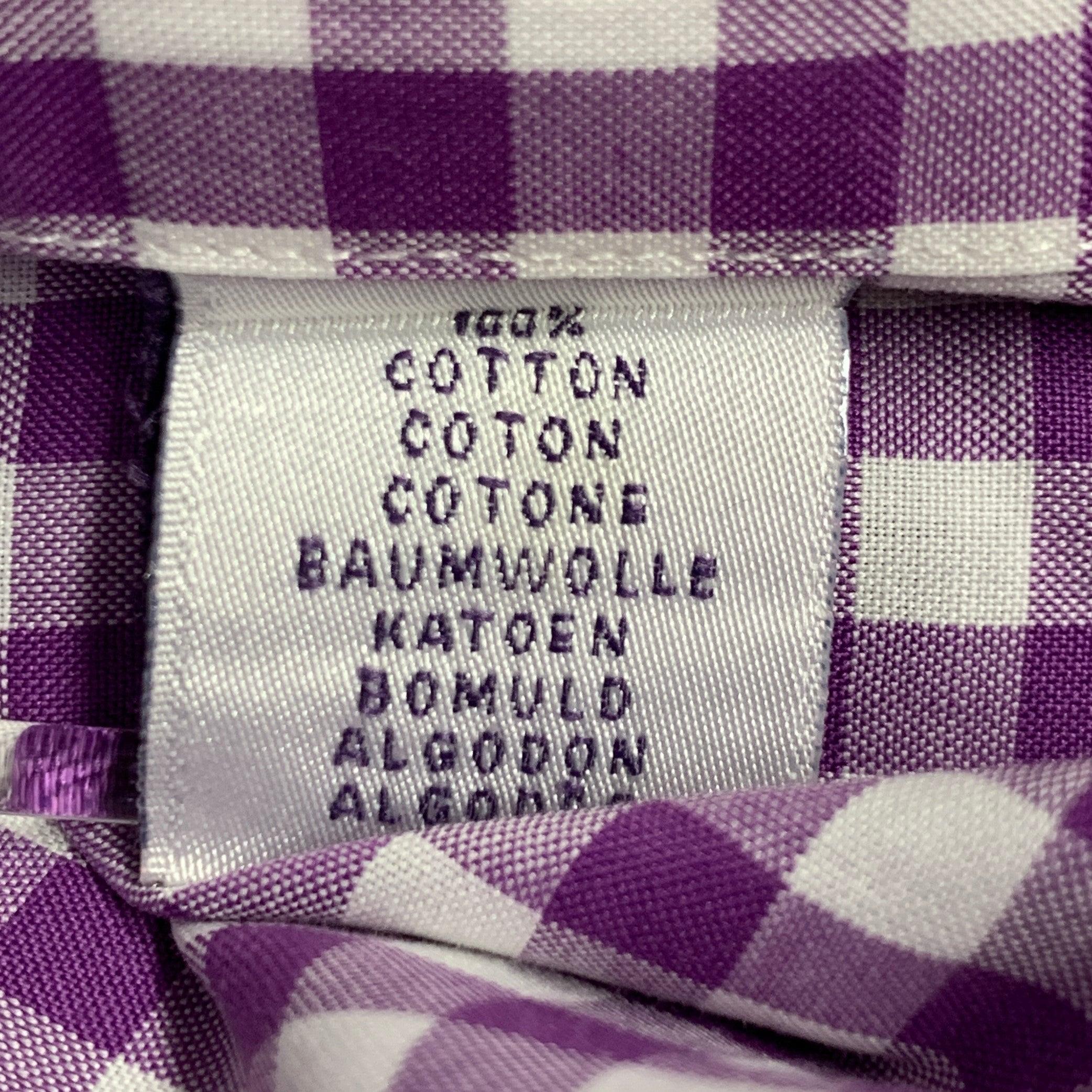 RALPH LAUREN Size XL Purple White Checkered Cotton Long Sleeve Shirt For Sale 1