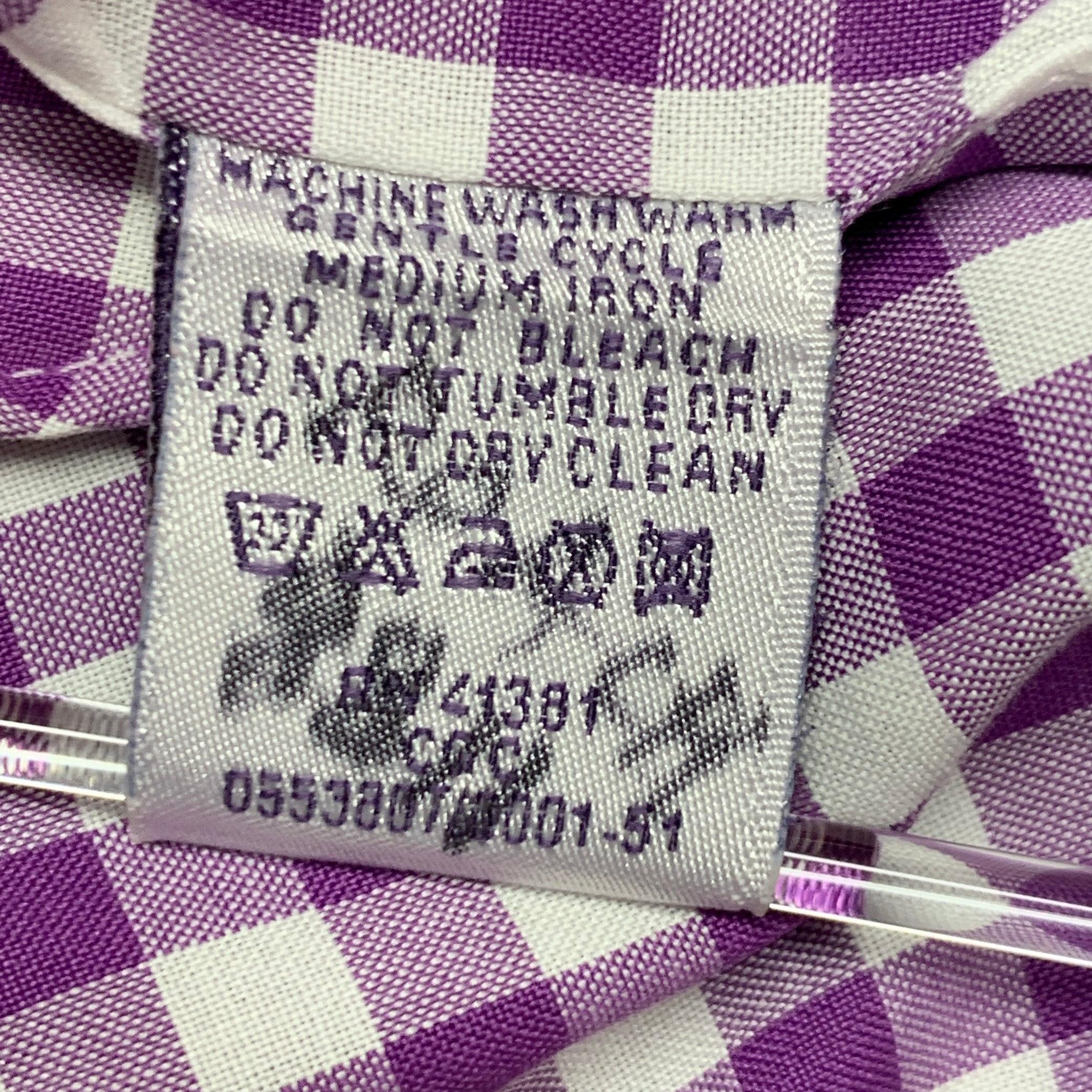 RALPH LAUREN Size XL Purple White Checkered Cotton Long Sleeve Shirt For Sale 2