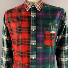 RALPH LAUREN Size XL Red Blue Green Mixed Plaid Flannel Long Sleeve Shirt