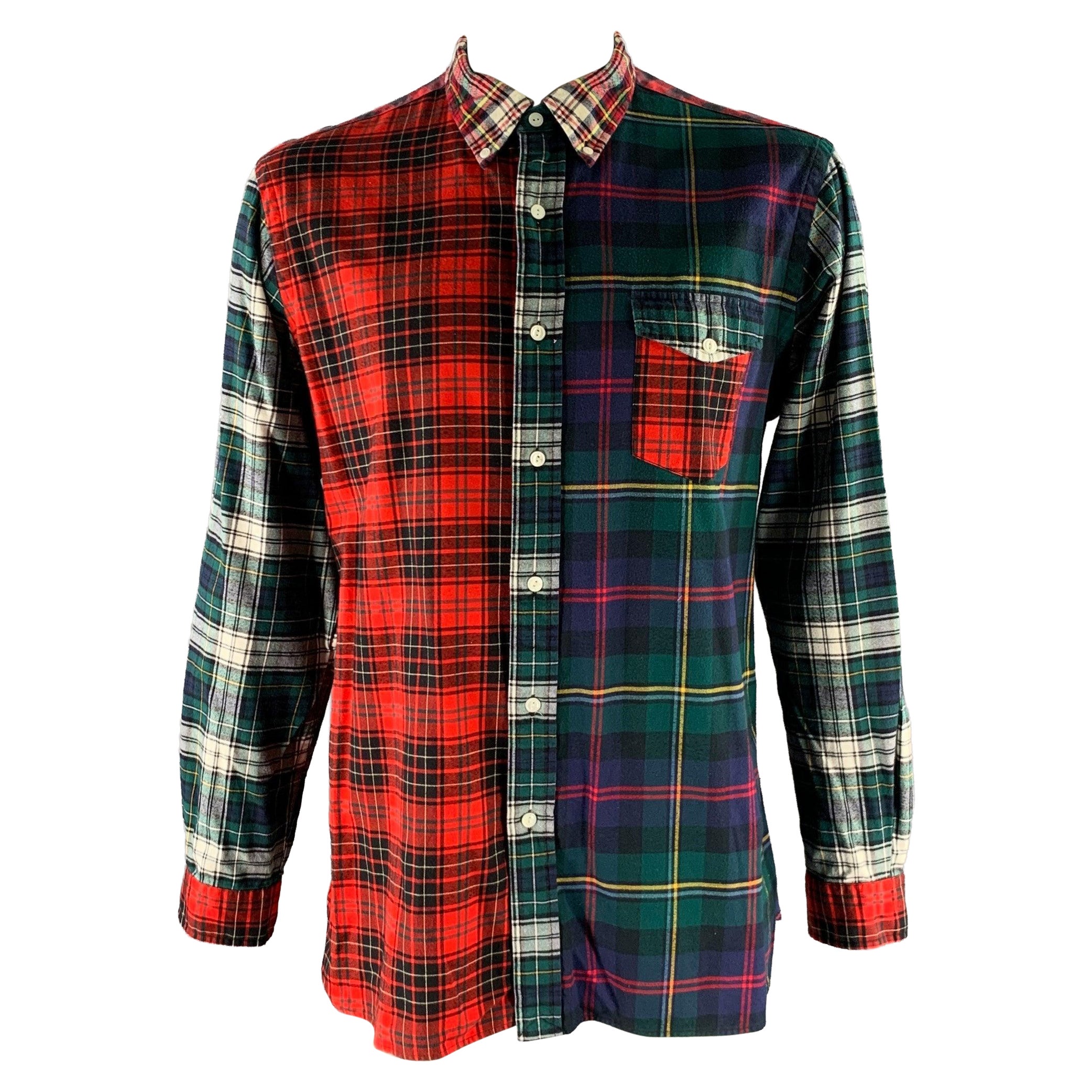 RALPH LAUREN Size XL Red Blue Green Mixed Plaid Flannel Long Sleeve Shirt