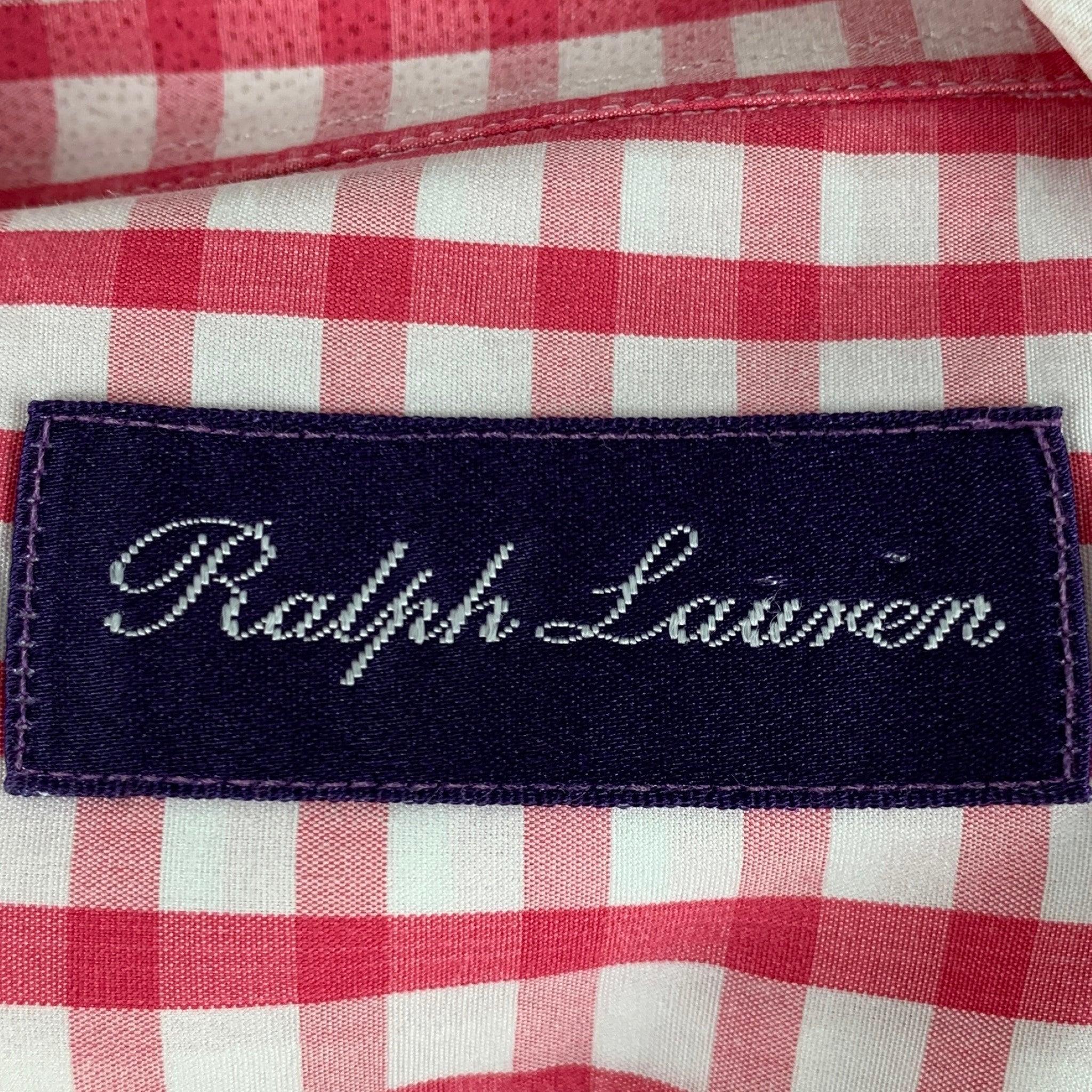 RALPH LAUREN Size XL Red White Checkered Cotton One pocket Long Sleeve Shirt For Sale 1