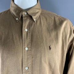 RALPH LAUREN Camicia a maniche lunghe in cotone tan taglia XL