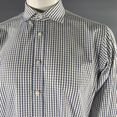 RALPH LAUREN Größe XL Weiß Schwarz Blau Karo Baumwolle Langarmhemd