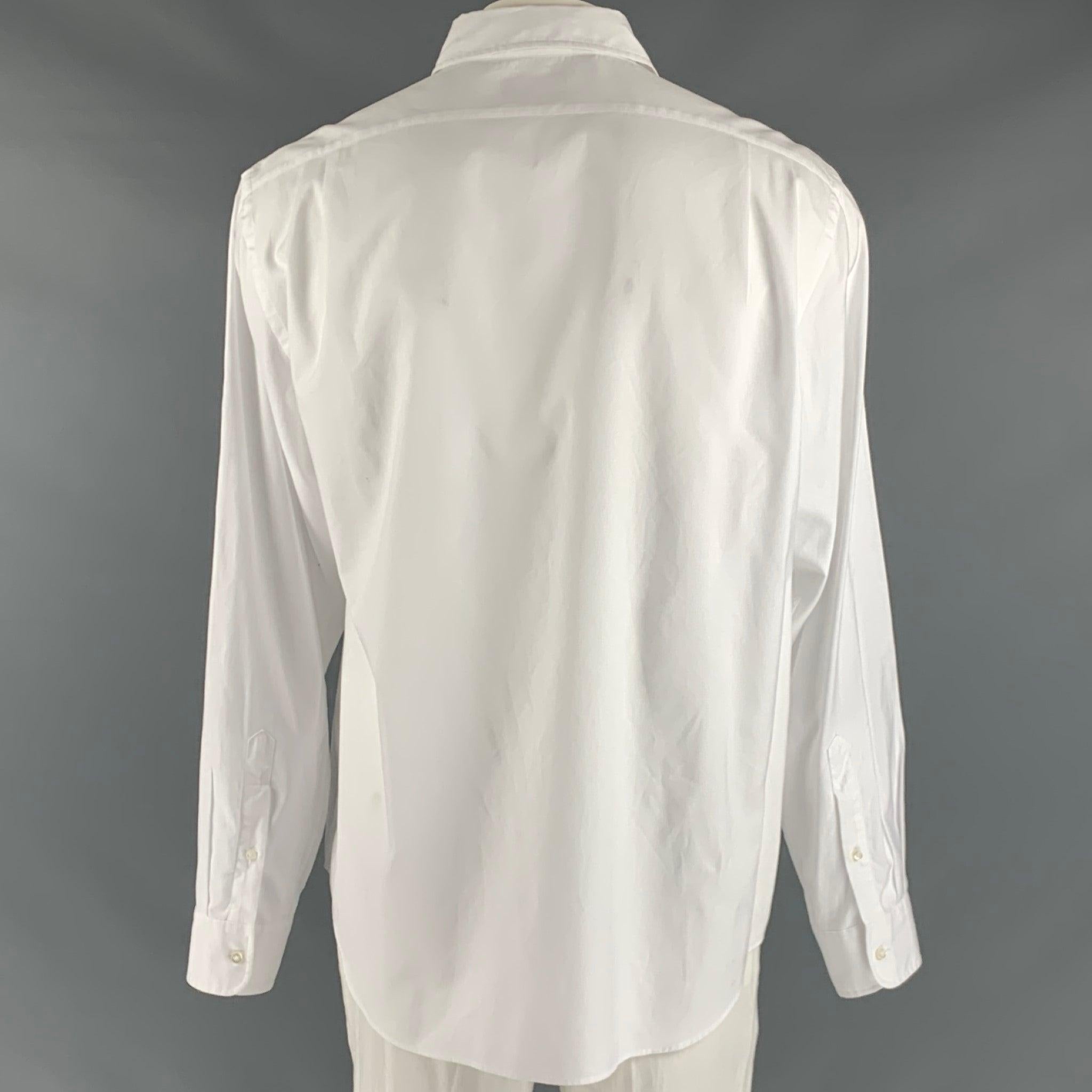 RALPH LAUREN Size XL White Cotton Button Up Long Sleeve Shirt In Good Condition For Sale In San Francisco, CA