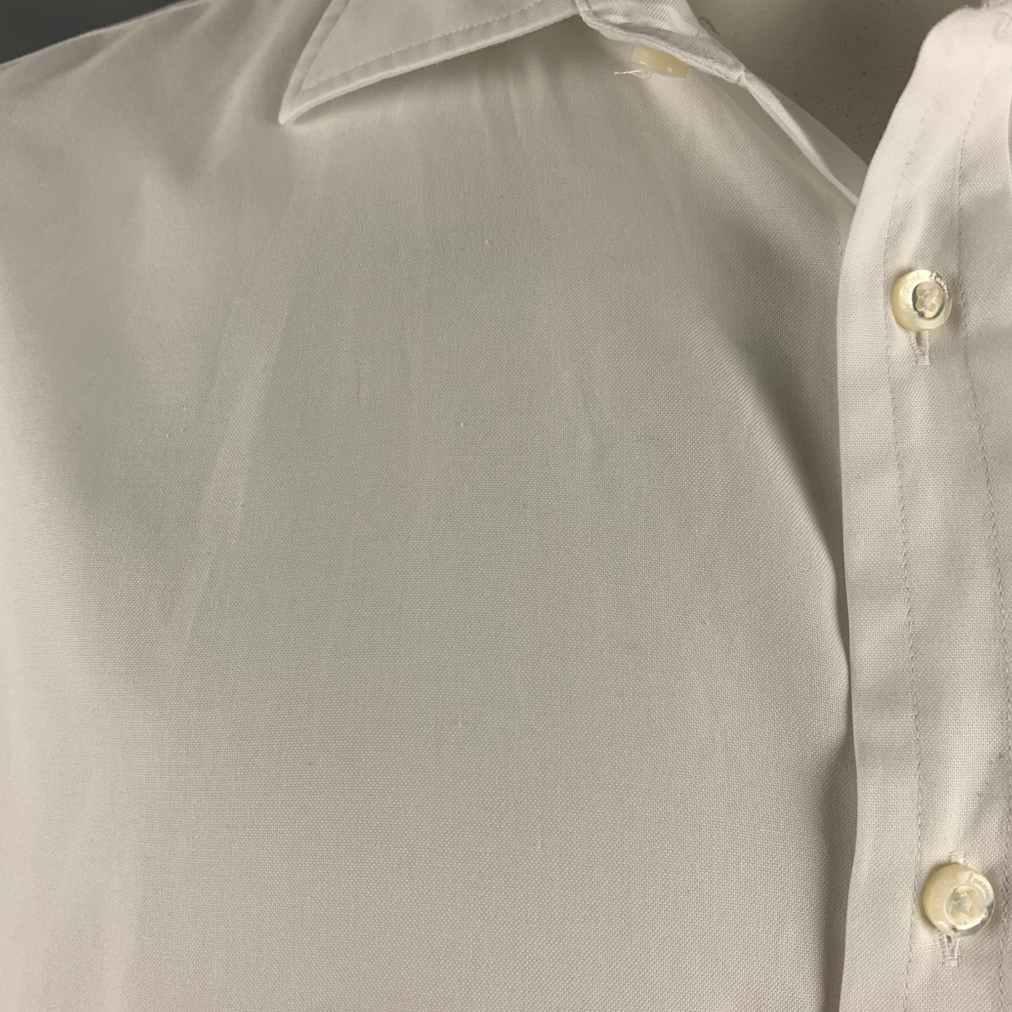 RALPH LAUREN Size XL White Cotton Button Up Long Sleeve Shirt For Sale 1