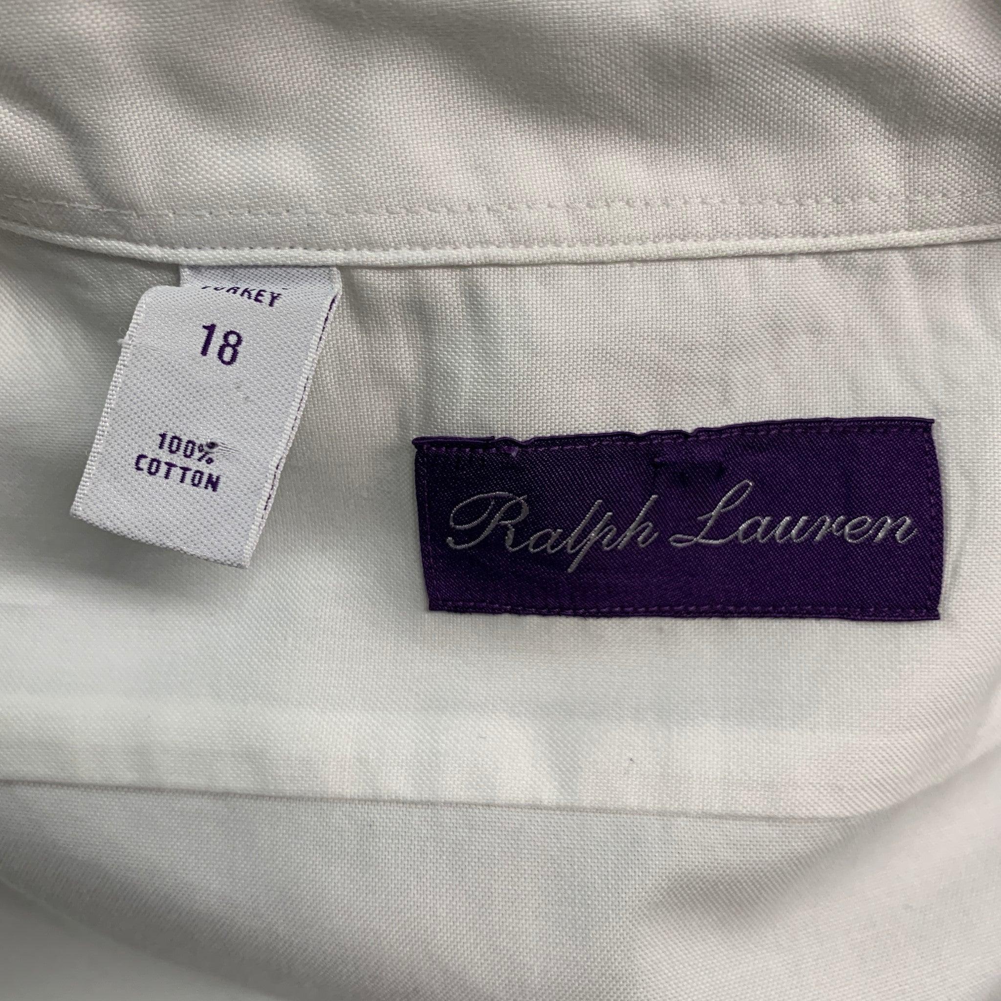 RALPH LAUREN Size XL White Cotton Button Up Long Sleeve Shirt For Sale 5