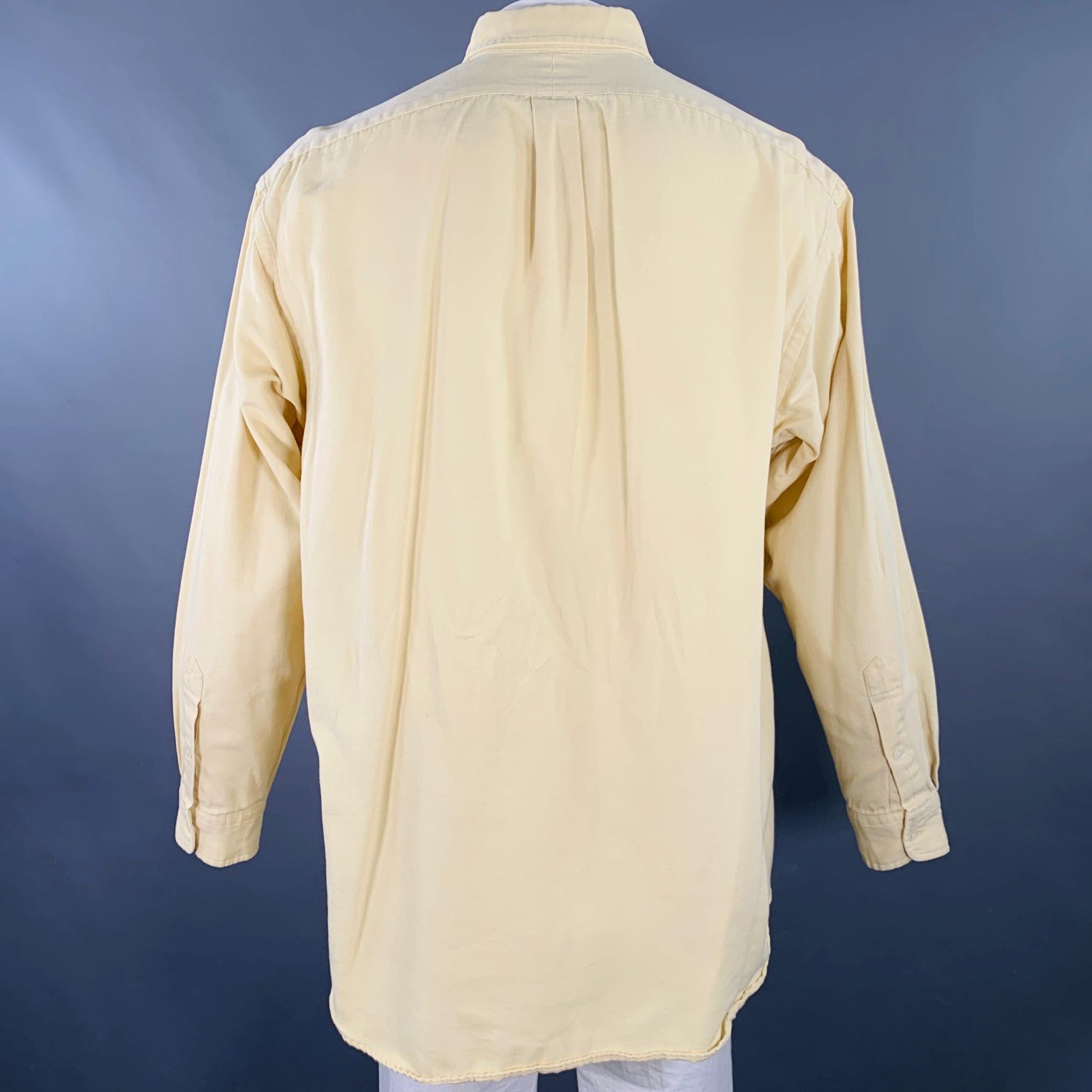 Beige RALPH LAUREN Size XL Yellow Cotton Button Down Long Sleeve Shirt For Sale