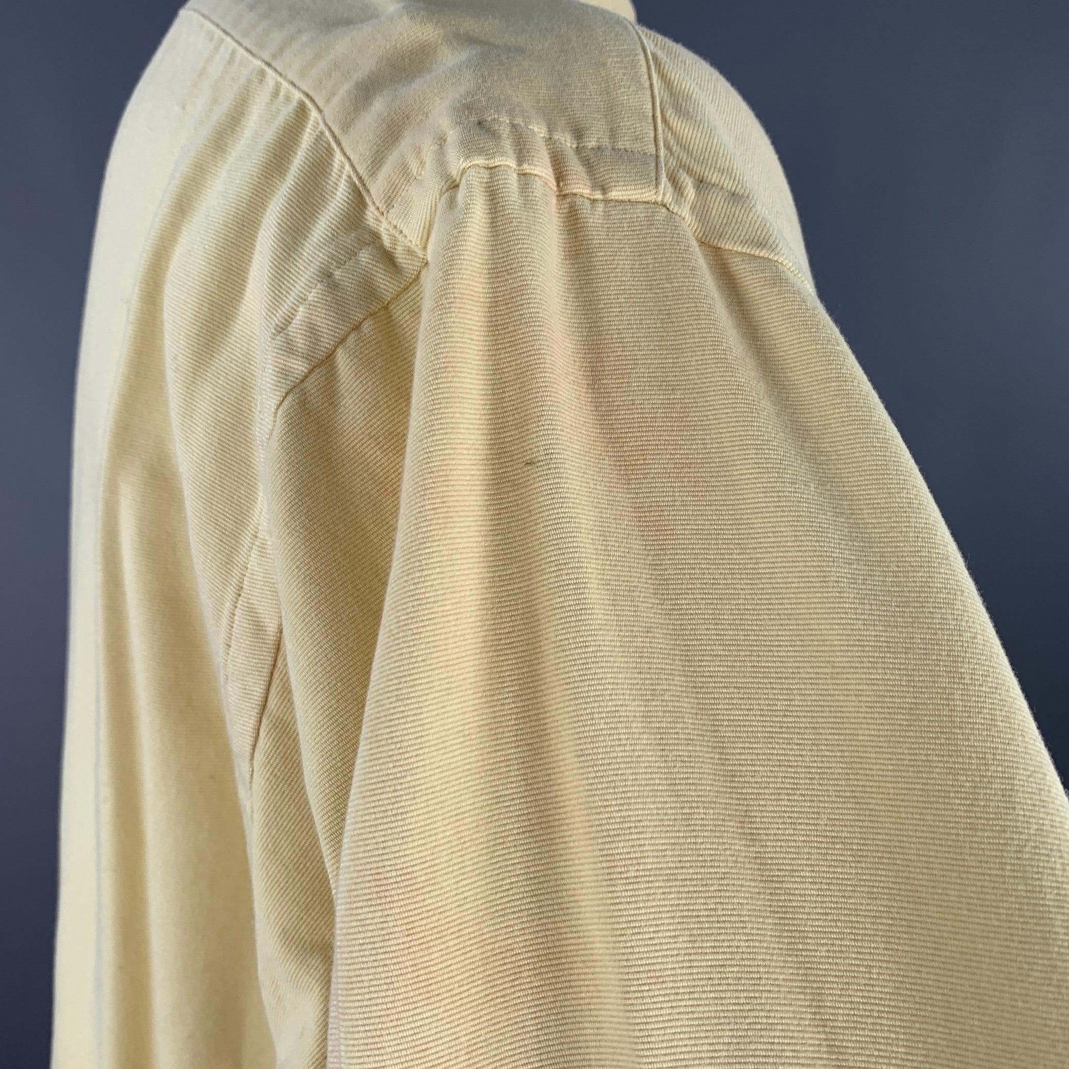RALPH LAUREN Size XL Yellow Cotton Button Down Long Sleeve Shirt In Good Condition For Sale In San Francisco, CA