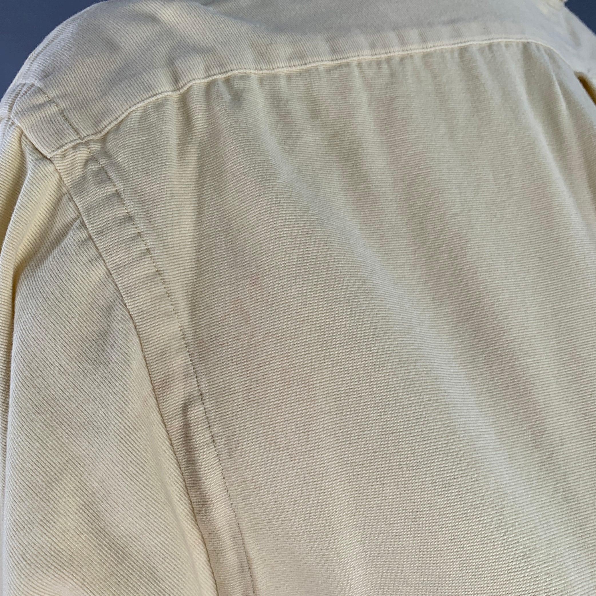 Men's RALPH LAUREN Size XL Yellow Cotton Button Down Long Sleeve Shirt For Sale