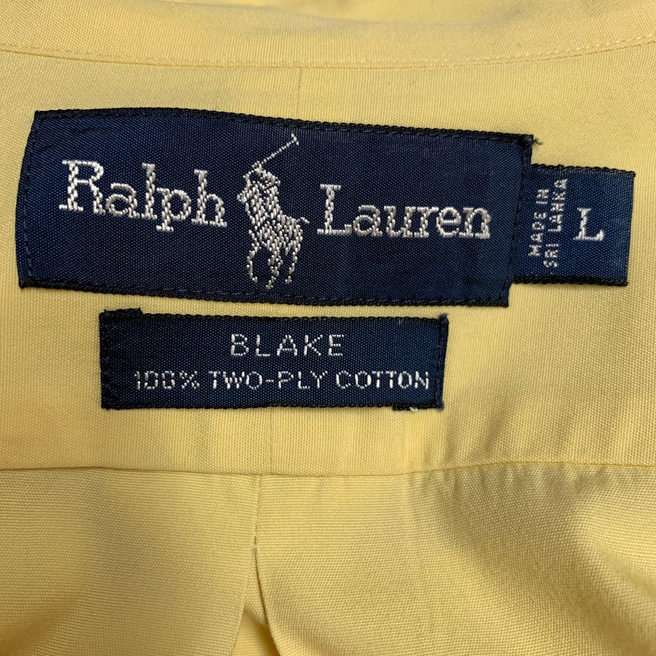 RALPH LAUREN Größe XL Gelbes langärmeliges Baumwollhemd mit Knopfleiste und langen Ärmeln im Angebot 2