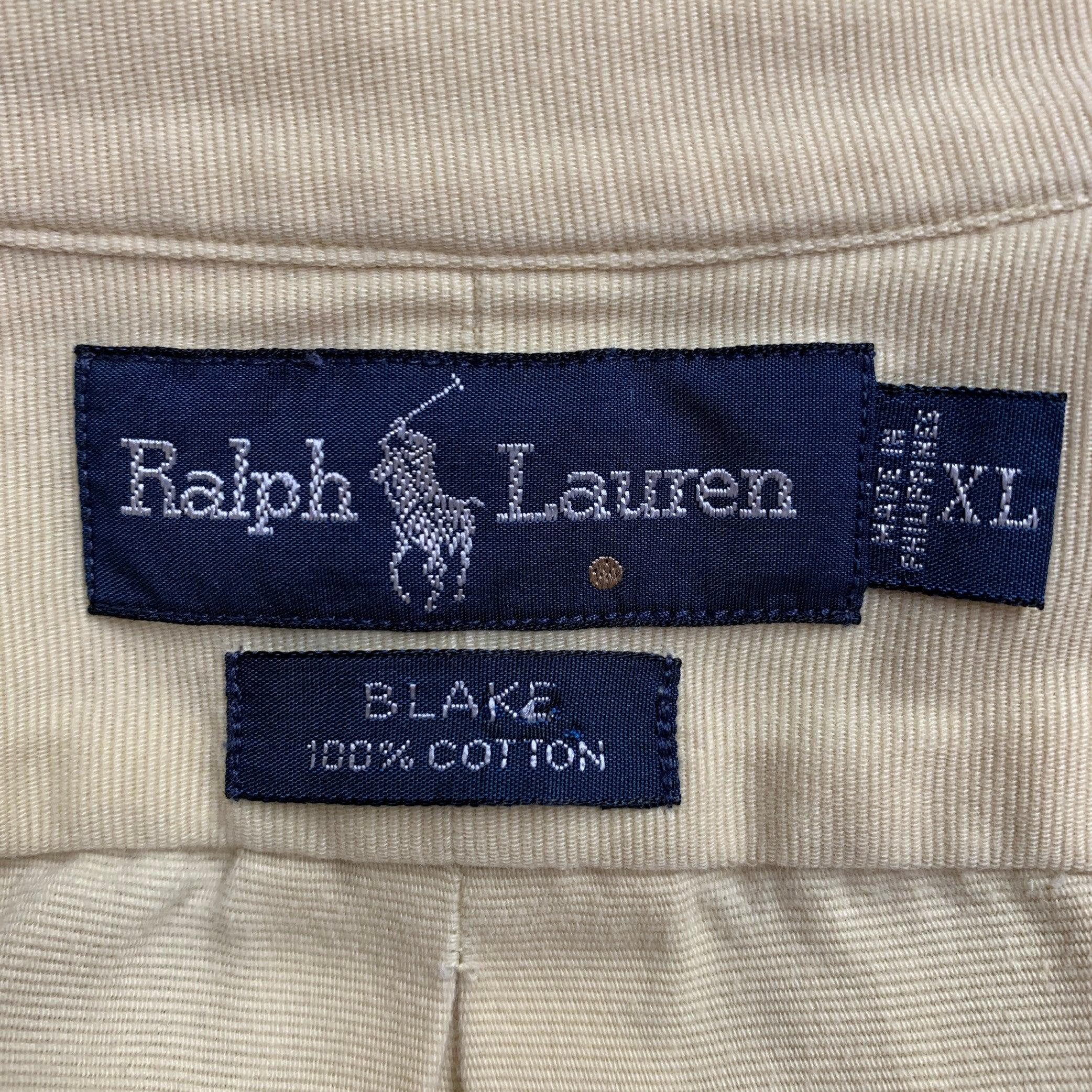 RALPH LAUREN Size XL Yellow Cotton Button Down Long Sleeve Shirt For Sale 4