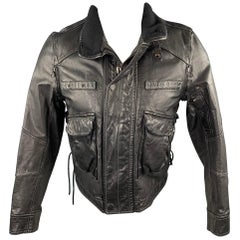 RALPH LAUREN Size XS Black Leather Zip & Snaps Jacket