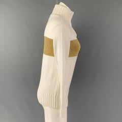 RALPH LAUREN Size XS Cream Gold Cotton Blend Color Block Sweater