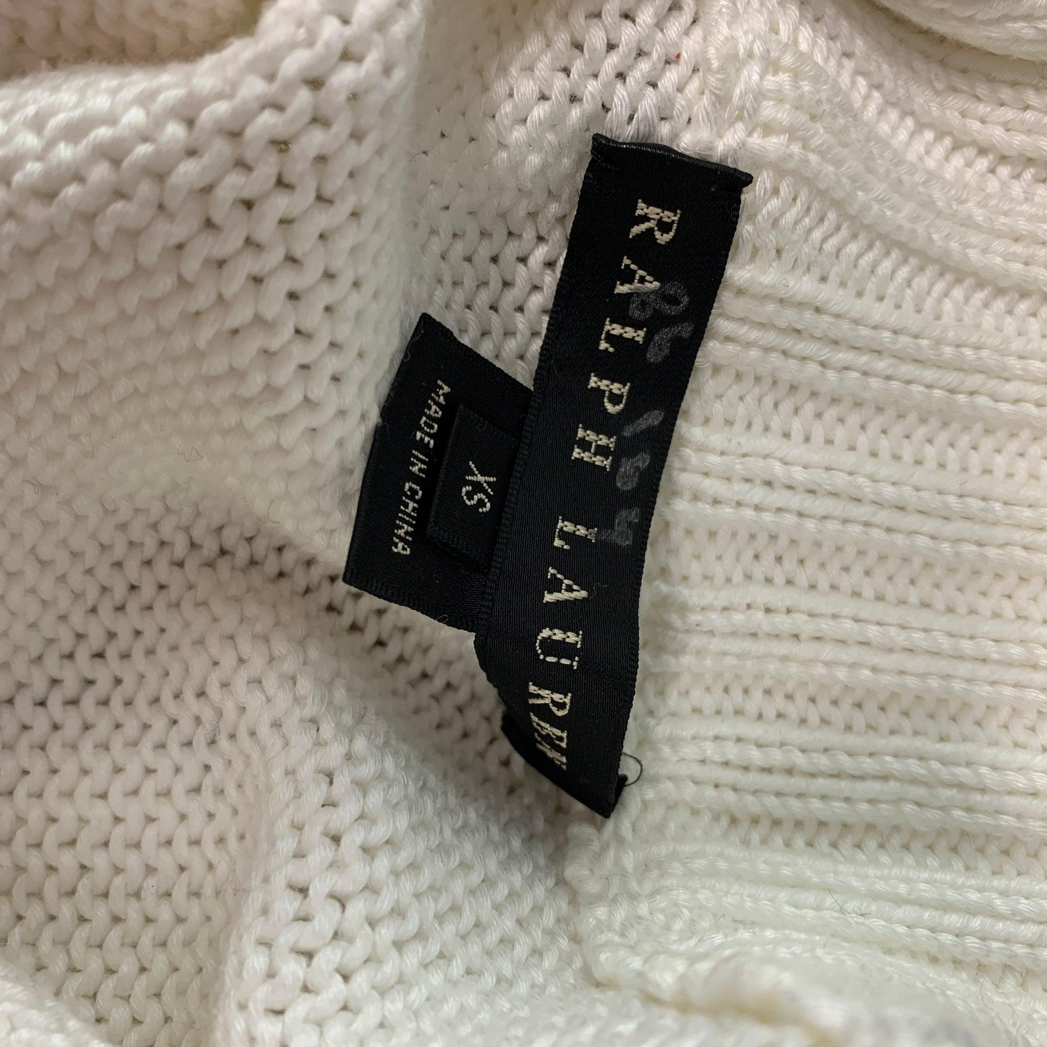 Women's RALPH LAUREN Size XS Cream Gold Cotton Blend Color Block Sweater For Sale