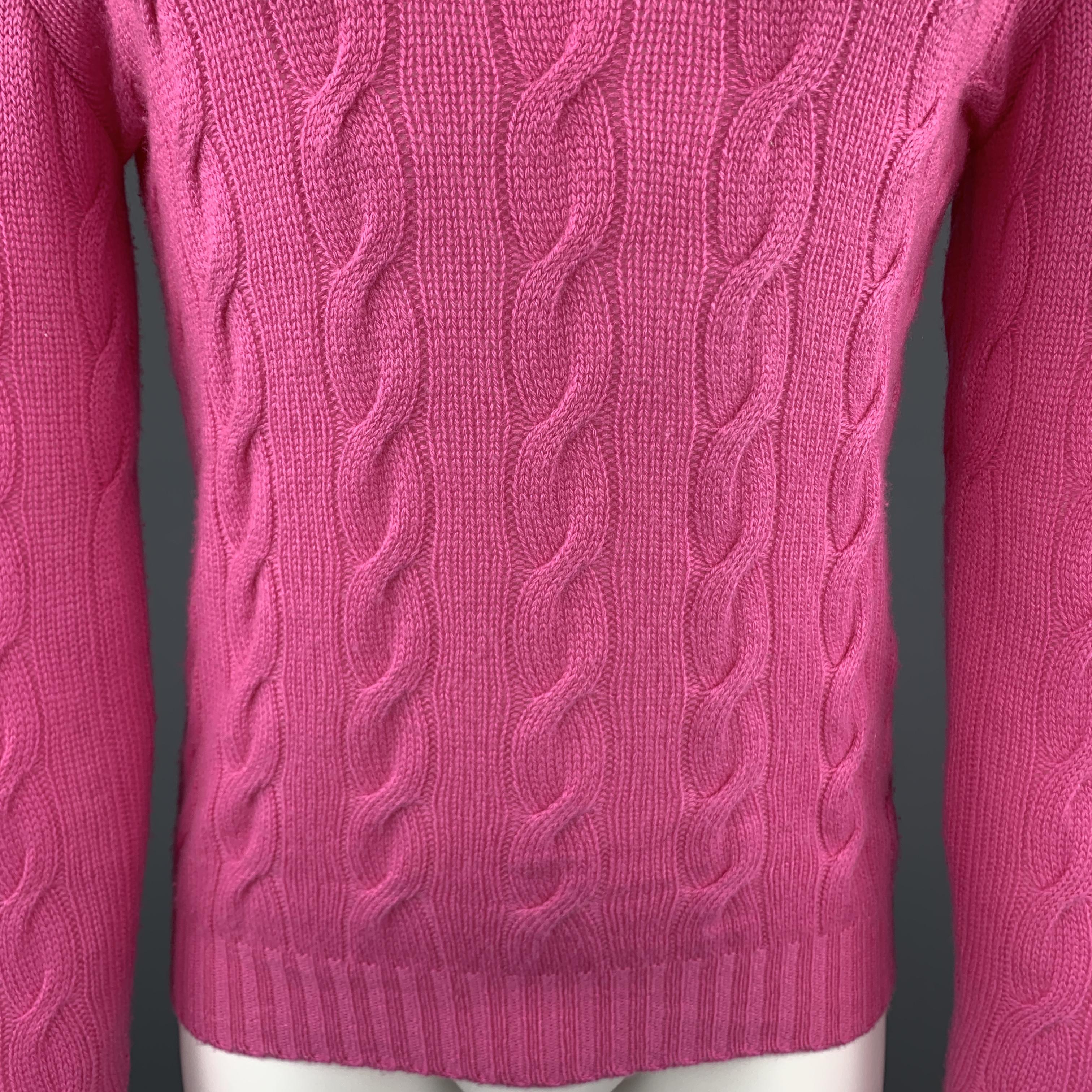 ralph lauren pink cable knit sweater