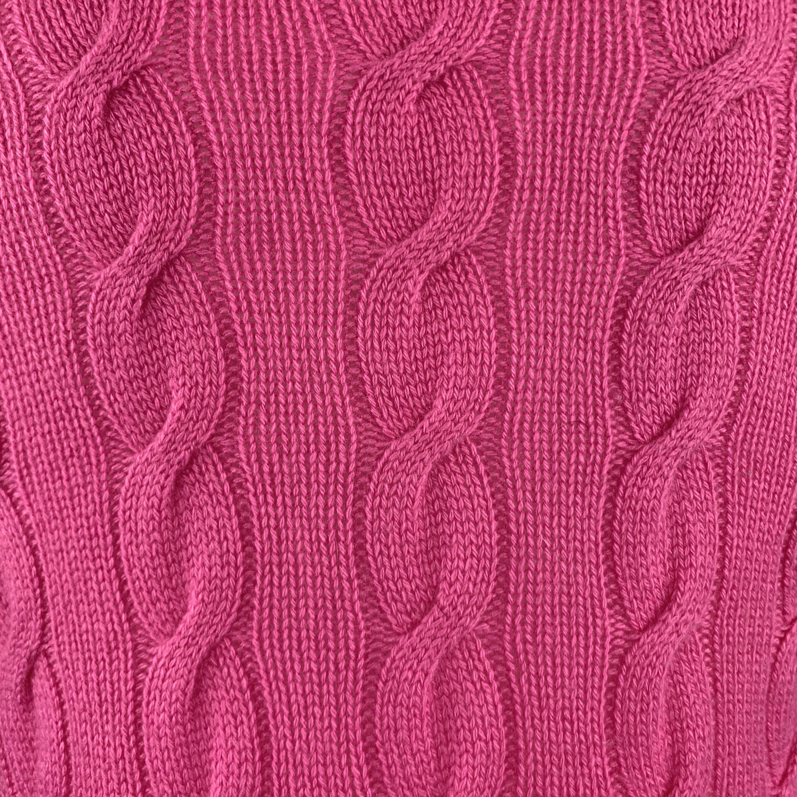 Men's RALPH LAUREN Size XS Pink Cable Knit Cashmere Crew-Neck Pullover