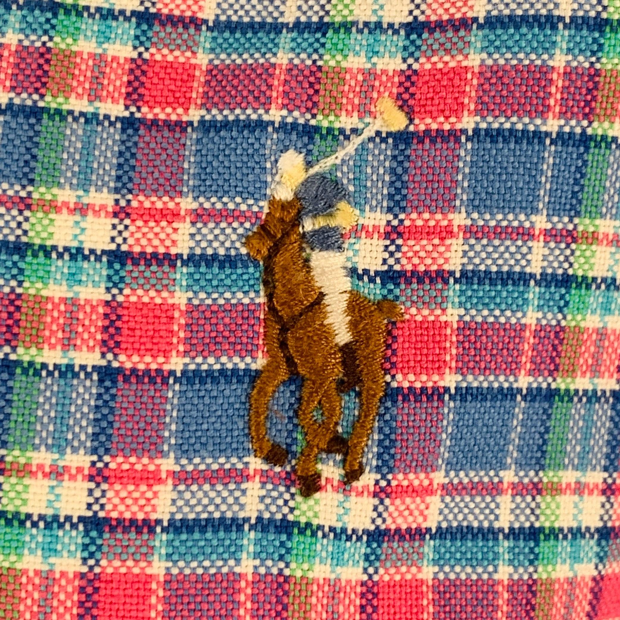 Viola Ralph Lauren Taglia XXL Blu Rosa Plaid Cotone Button Down Camicia a Manica Lunga in vendita