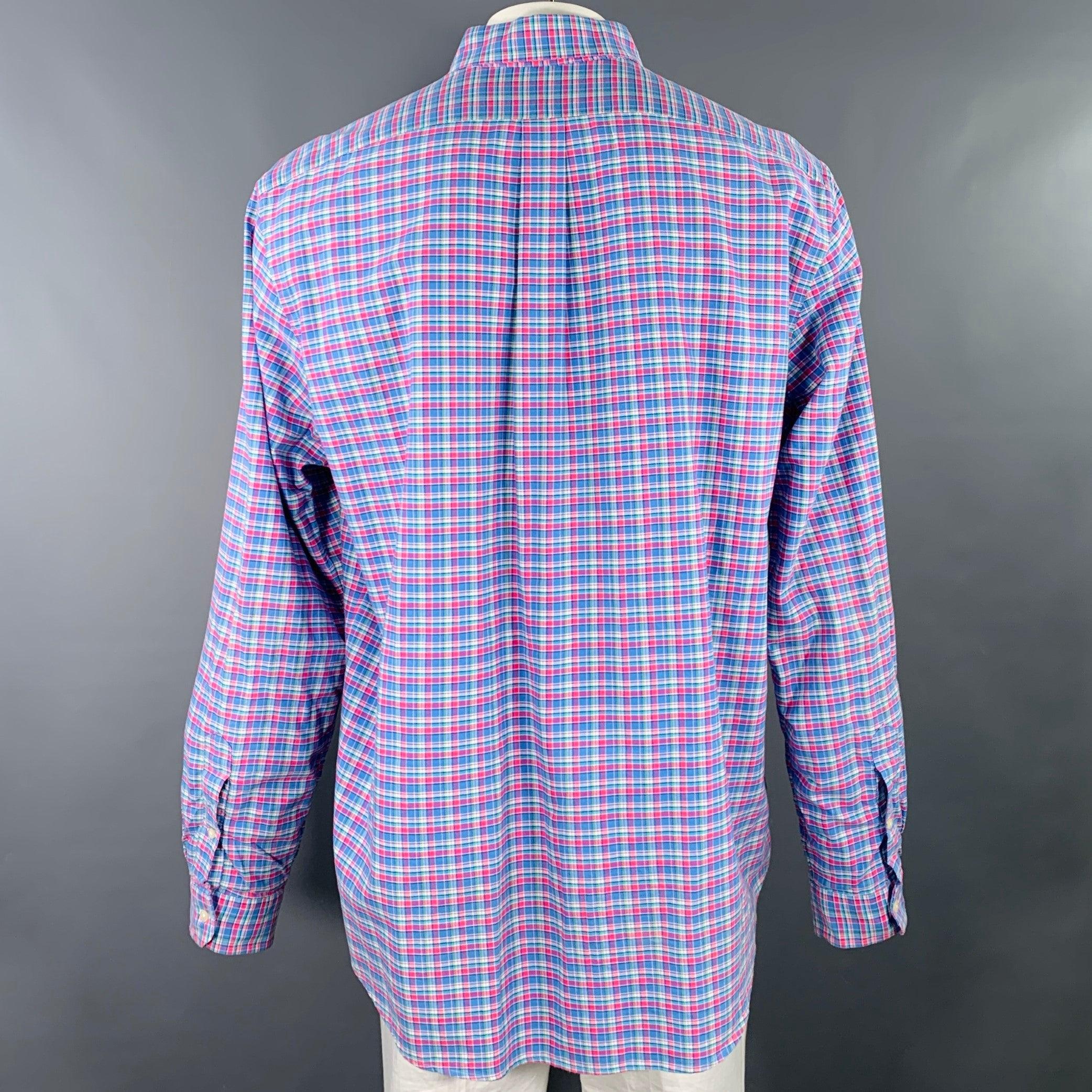 Uomo Ralph Lauren Taglia XXL Blu Rosa Plaid Cotone Button Down Camicia a Manica Lunga in vendita