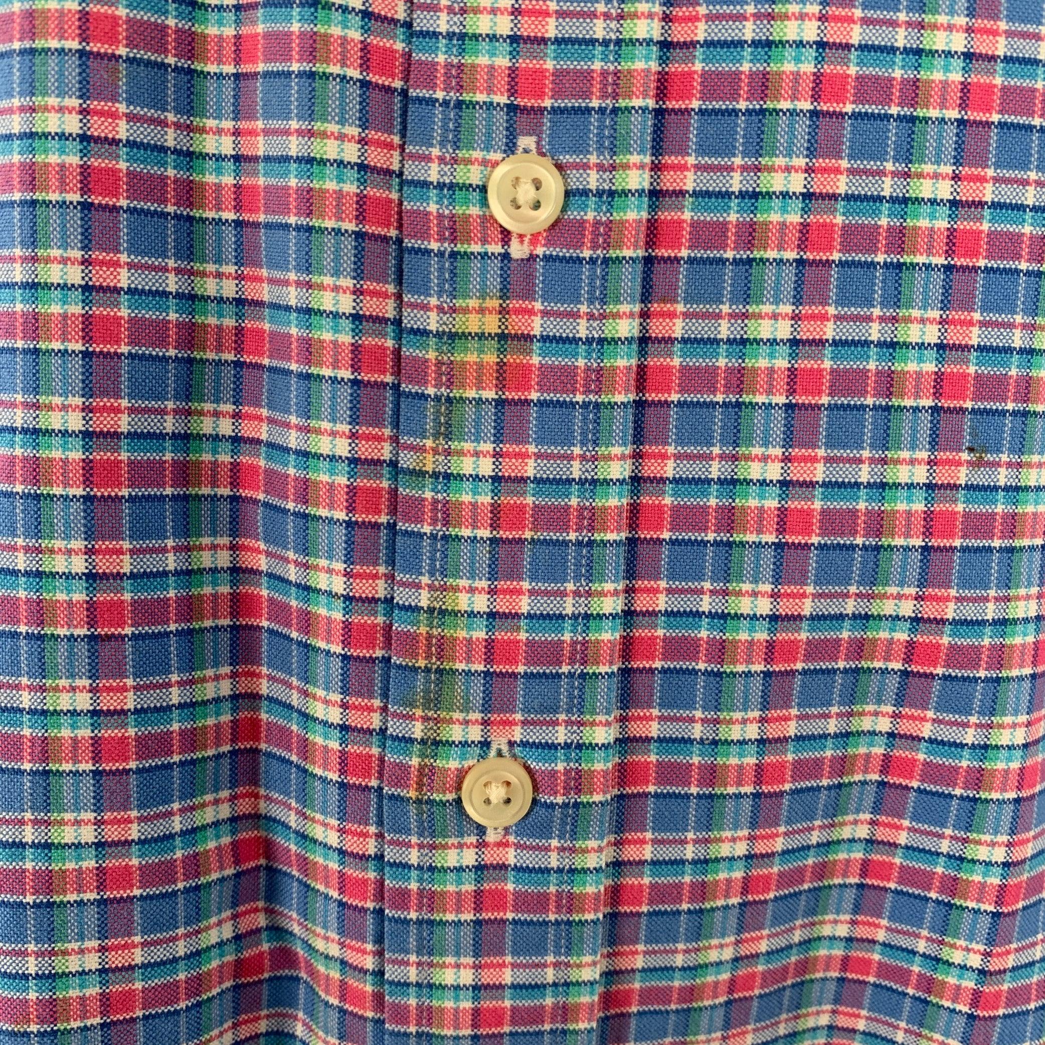Ralph Lauren Taglia XXL Blu Rosa Plaid Cotone Button Down Camicia a Manica Lunga in vendita 1