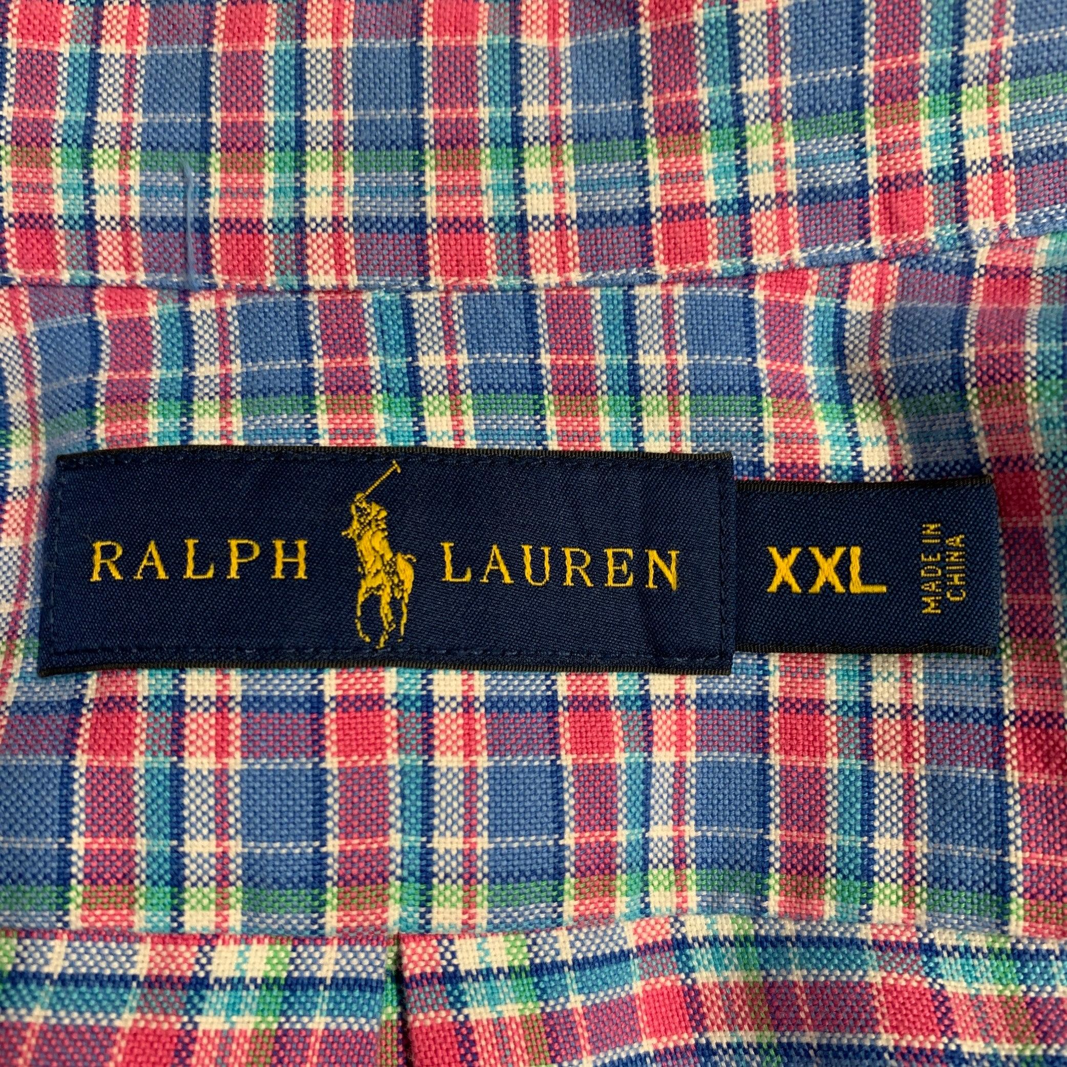 Ralph Lauren Taglia XXL Blu Rosa Plaid Cotone Button Down Camicia a Manica Lunga in vendita 2