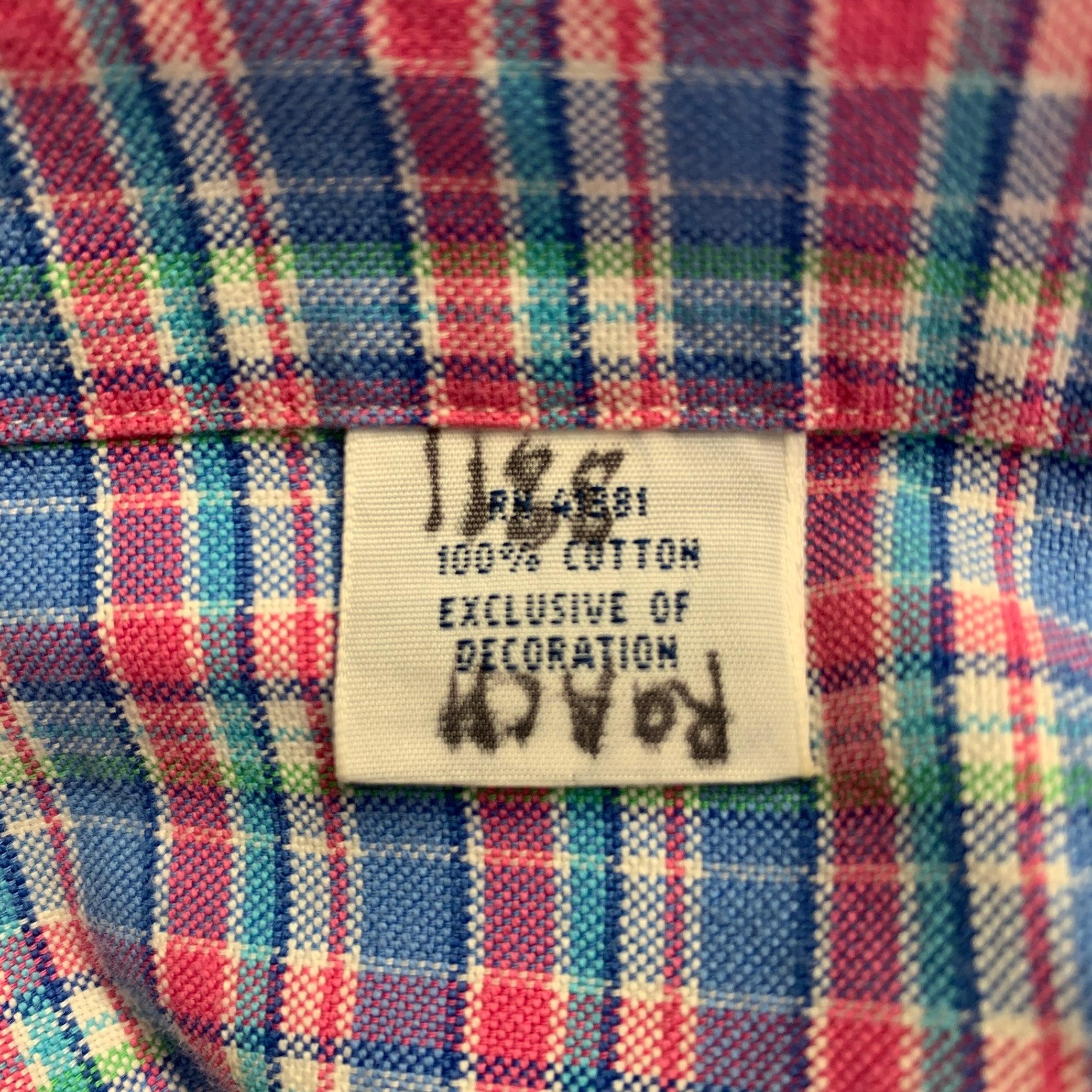 Ralph Lauren Taglia XXL Blu Rosa Plaid Cotone Button Down Camicia a Manica Lunga in vendita 3
