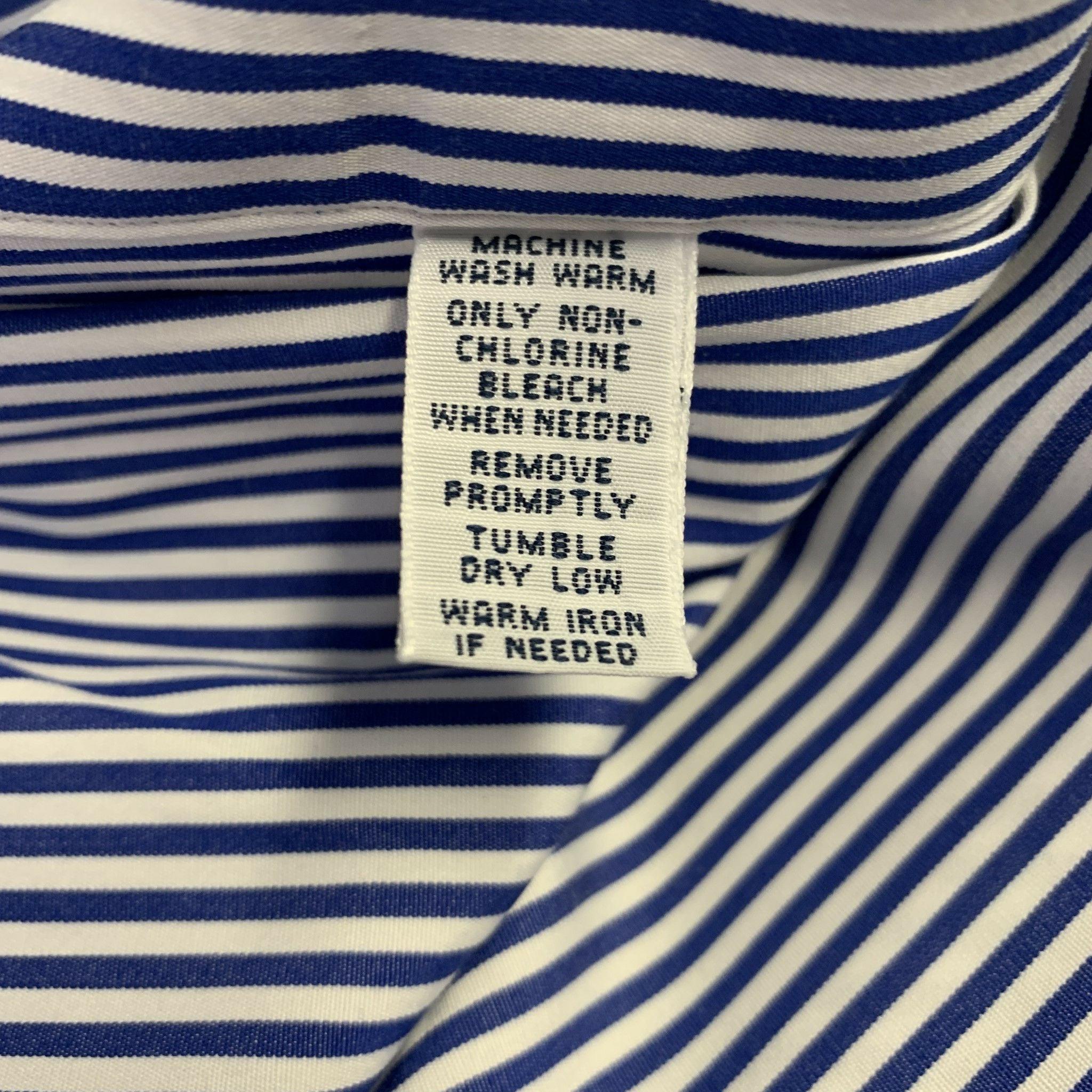 Uomo RALPH LAUREN - Camicia a maniche lunghe in cotone a righe bianche e marine taglia XXL in vendita